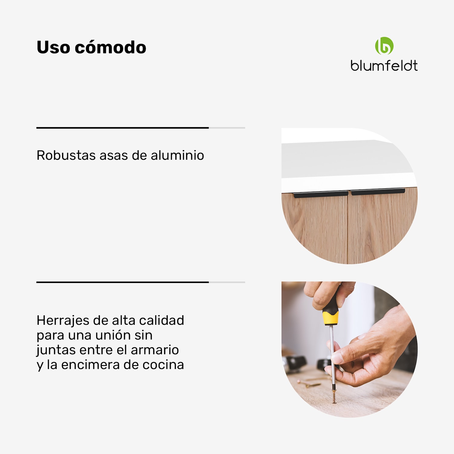 Armario bajo fregadero WoodVista | Robusto | Bisagras de cierre suave I mangos de aluminio Mueble bajo fregadero 80 cm | Blanco / Roble