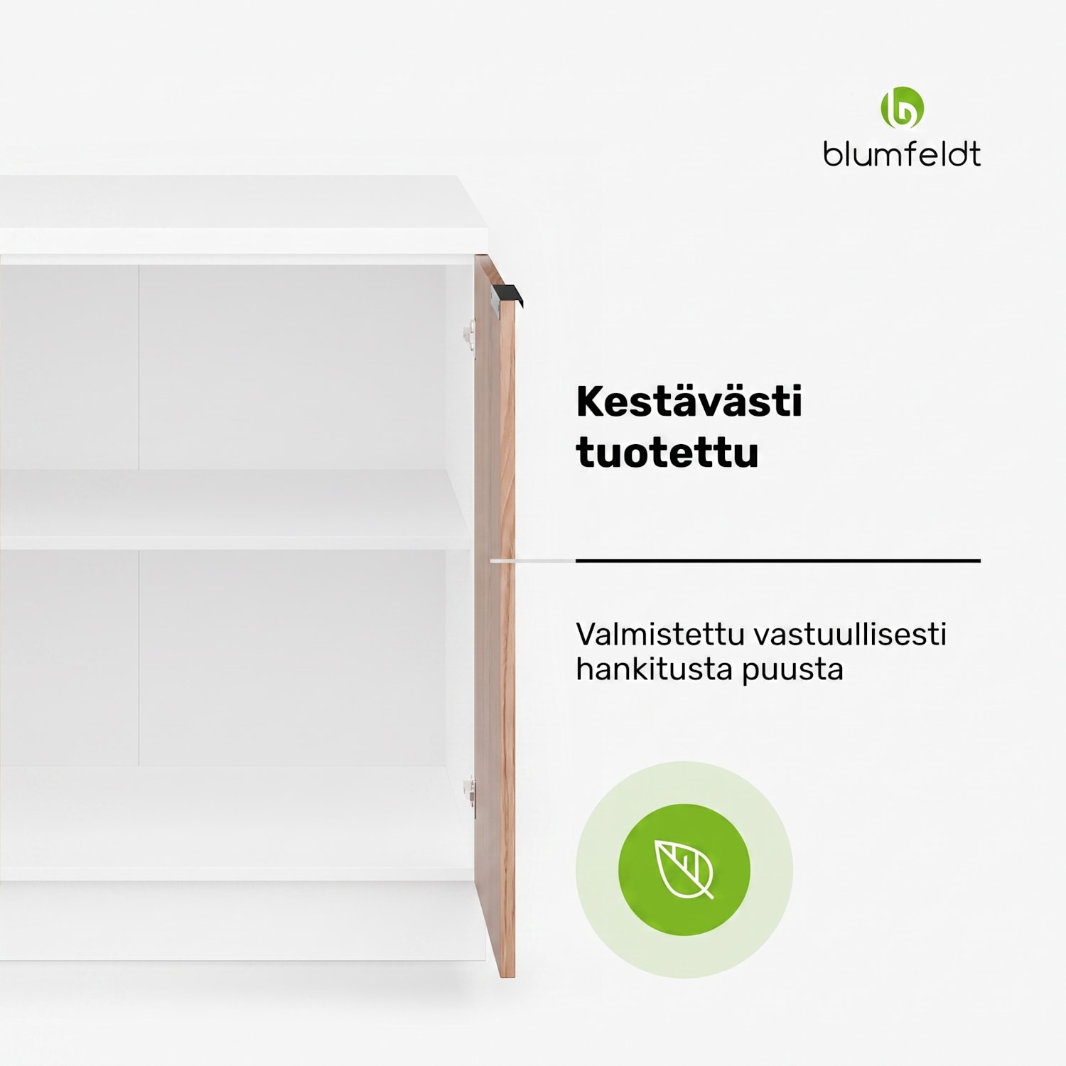 WoodVista allaskaappi | kestävä | pehmeästi sulkeutuvat saranat | alumiinikahva Altaan pohjaosa 80 cm | Valkoinen / Tammi