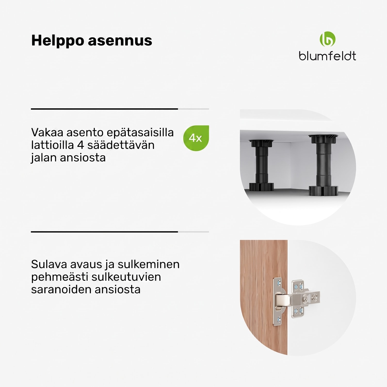 WoodVista allaskaappi | kestävä | pehmeästi sulkeutuvat saranat | alumiinikahva Altaan pohjaosa 80 cm | Valkoinen / Tammi