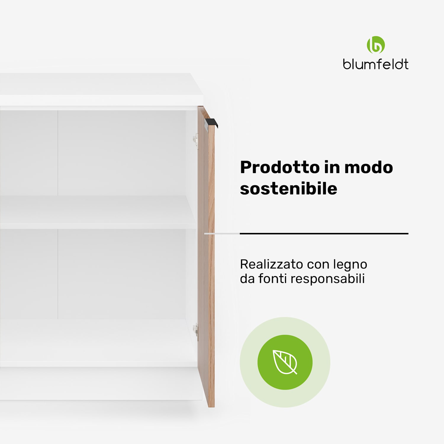 WoodVista - Armadietto sottolavabo | Robusto | Cerniere con soft-close | Impugnatura in alluminio Base lavello 80 cm | Bianco / Rovere