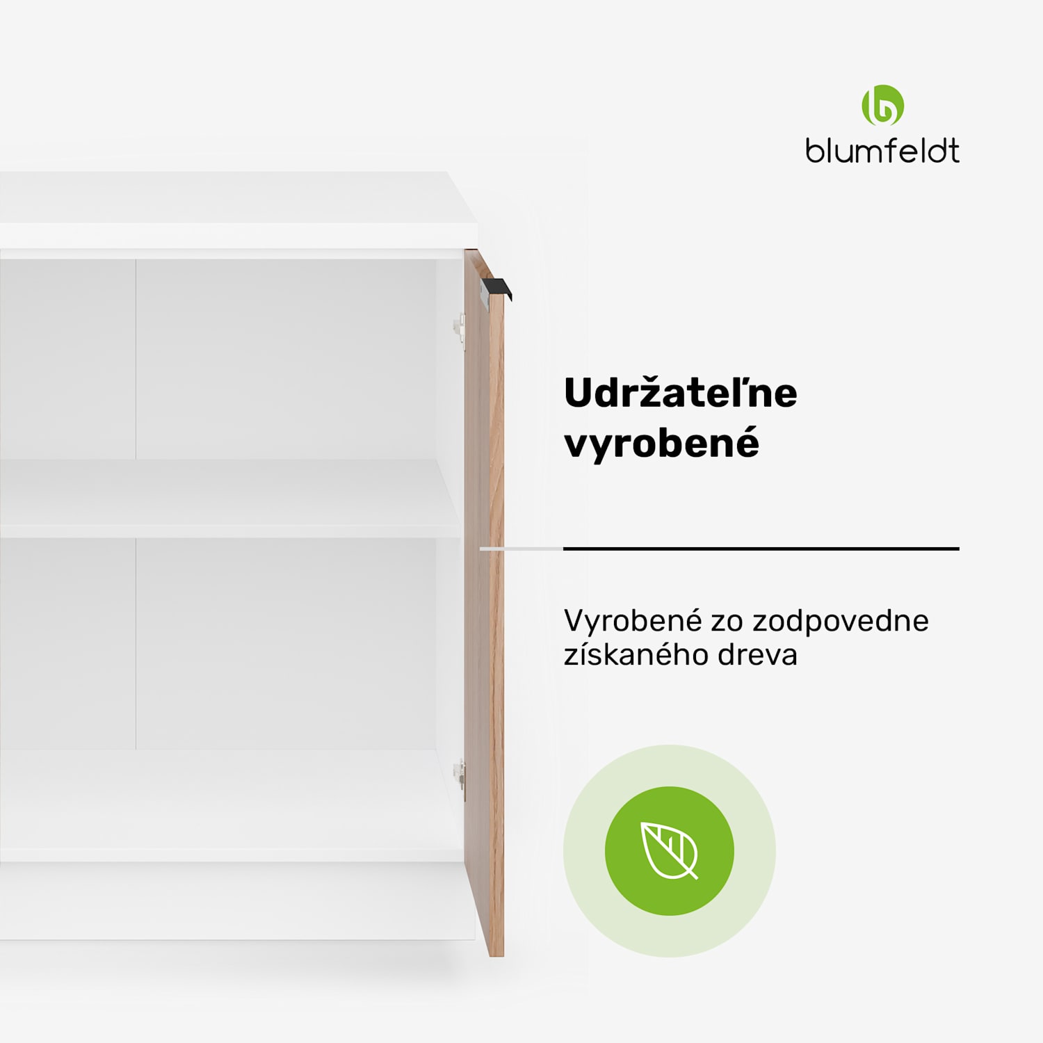 WoodVista spodná skrinka drezu, Robustná, Soft-Close závesy, Hliníkové rukoväte Základňa drezu 80 cm | Biela / Dub