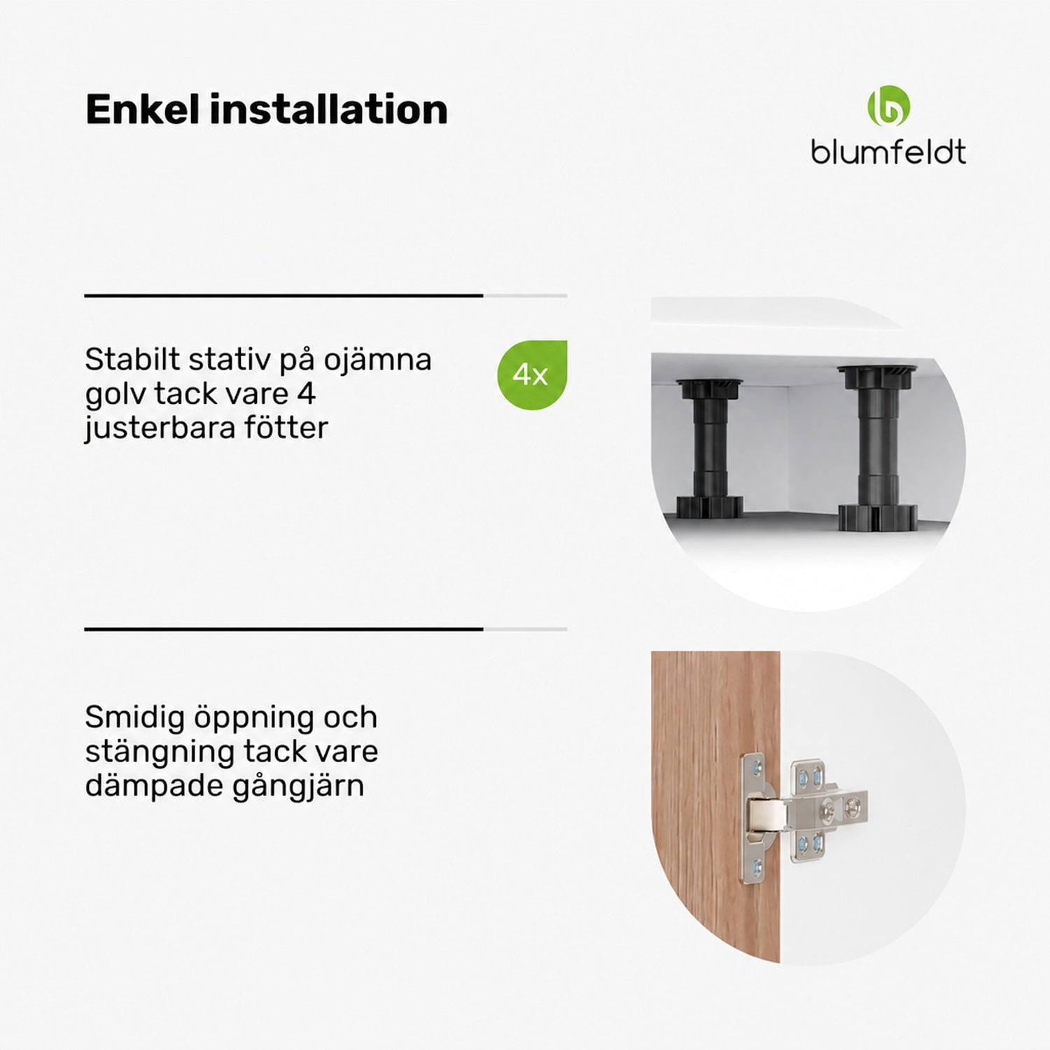 WoodVista diskbänksskåp | Robust | Mjukstängande gångjärn | Aluminiumhandtag Diskbänk bottenenhet 80 cm | Vit / Ek