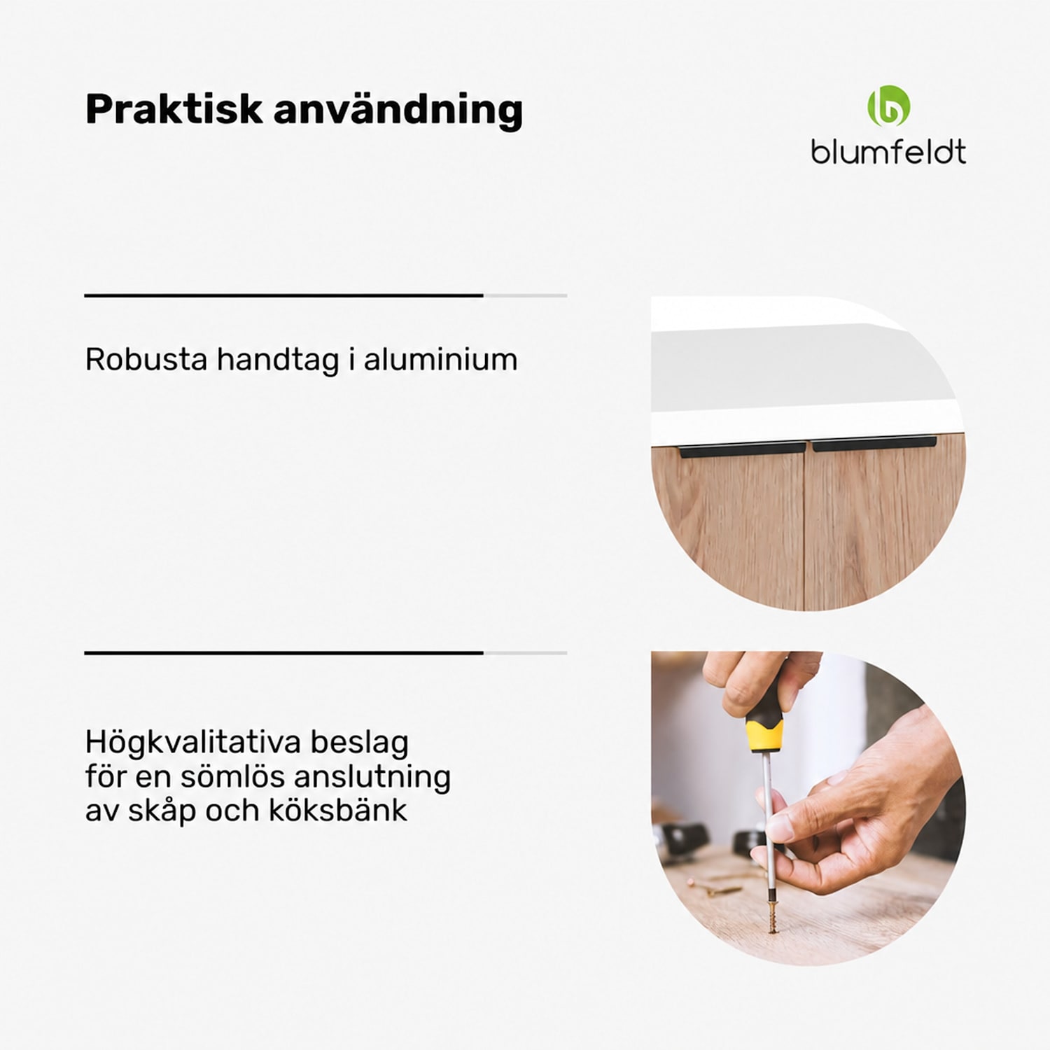WoodVista diskbänksskåp | Robust | Mjukstängande gångjärn | Aluminiumhandtag Diskbänk bottenenhet 80 cm | Vit / Ek