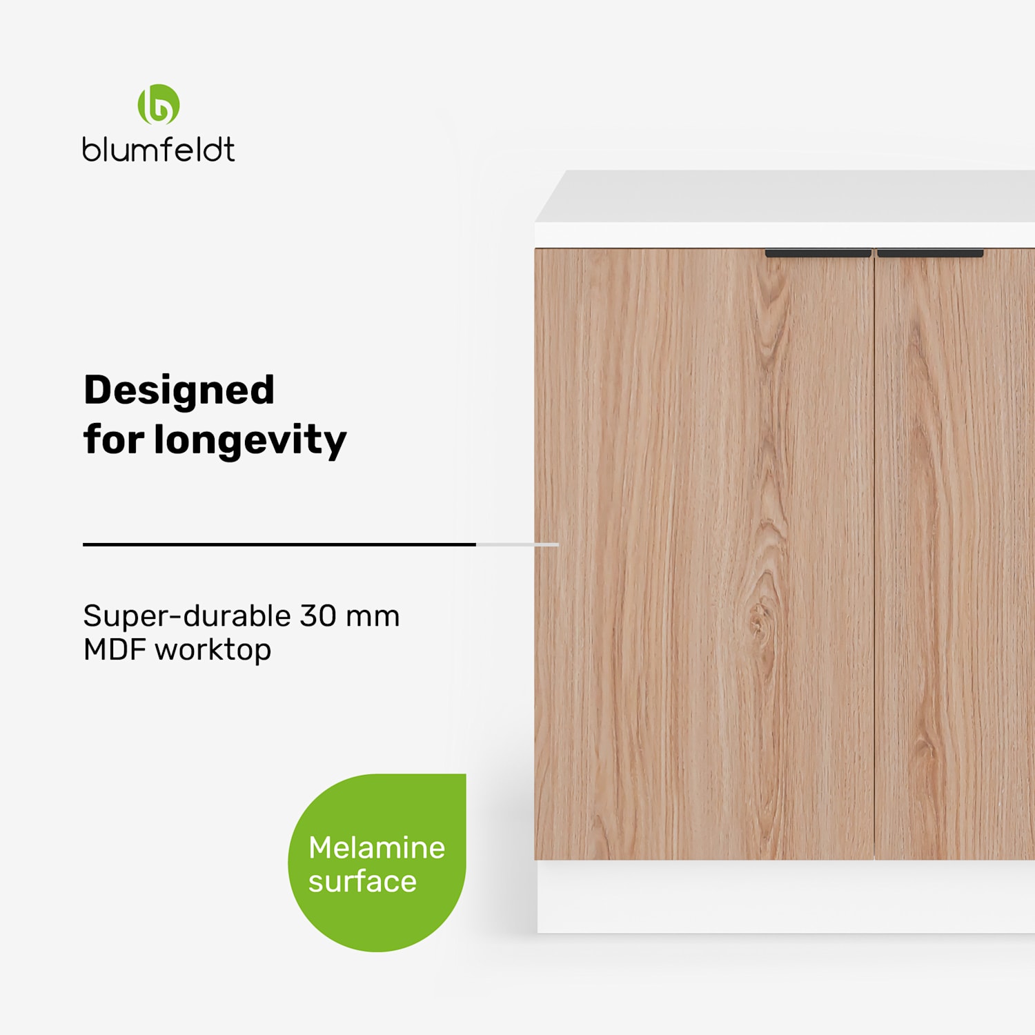 WoodVista gootsteenkast | Robuust | Soft-close scharnieren | Aluminiumgreep Spoelbakonderkast 80 cm | Wit / Eik