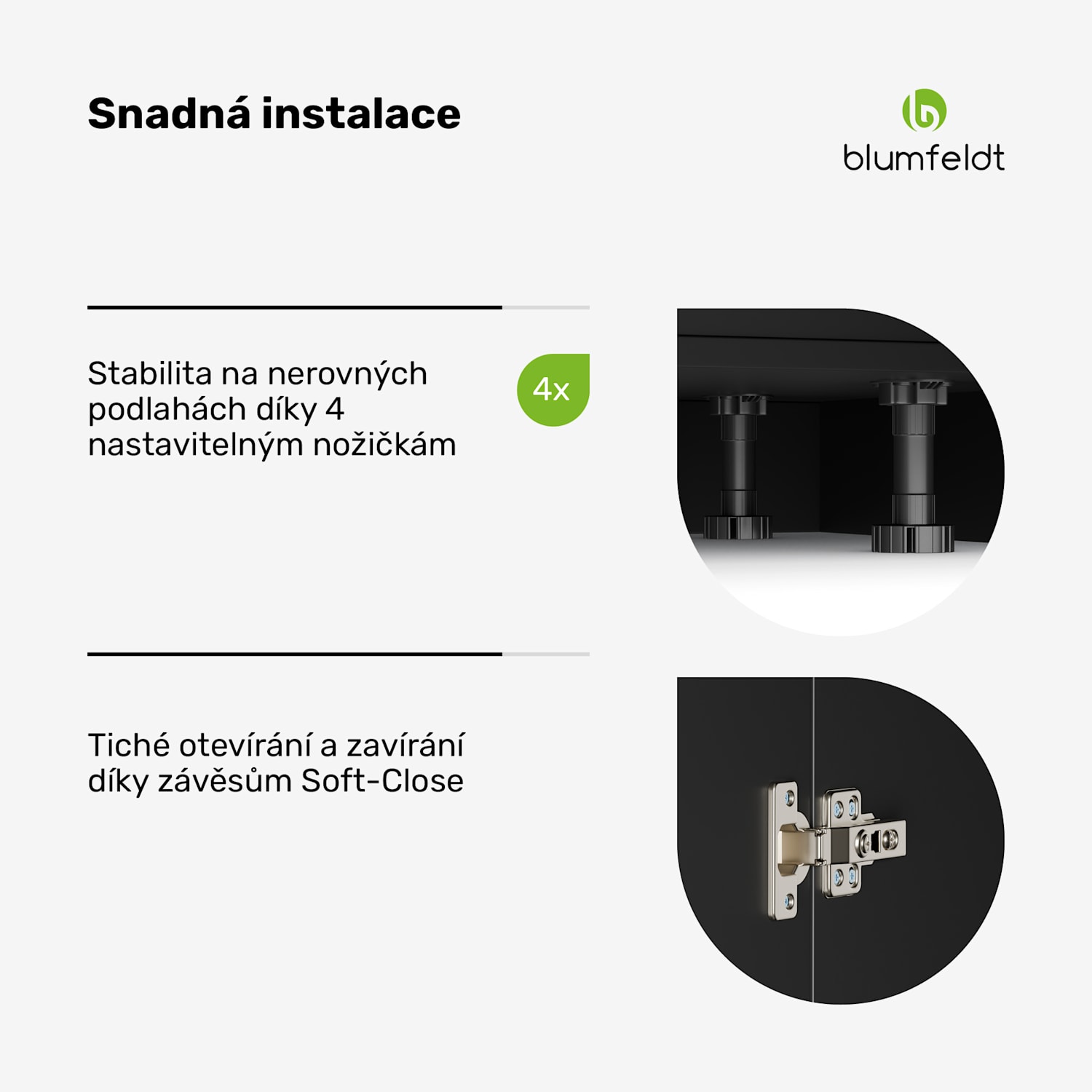 WoodVista spodní skříňka dřezu, Robustní, Soft-Close závěsy, Hliníkové rukojeti Základna dřezu 80 cm | Ořech / černá