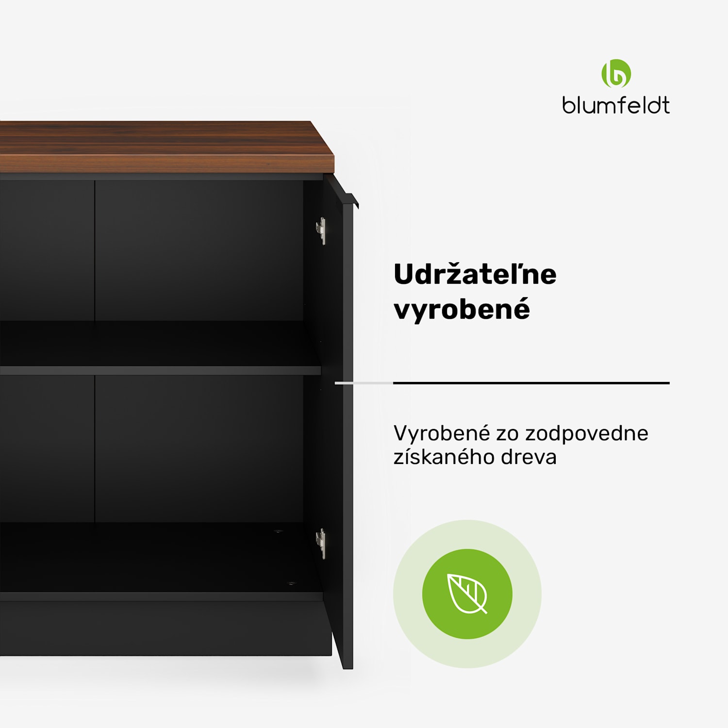 WoodVista spodná skrinka drezu, Robustná, Soft-Close závesy, Hliníkové rukoväte Základňa drezu 80 cm | Orech / čierna
