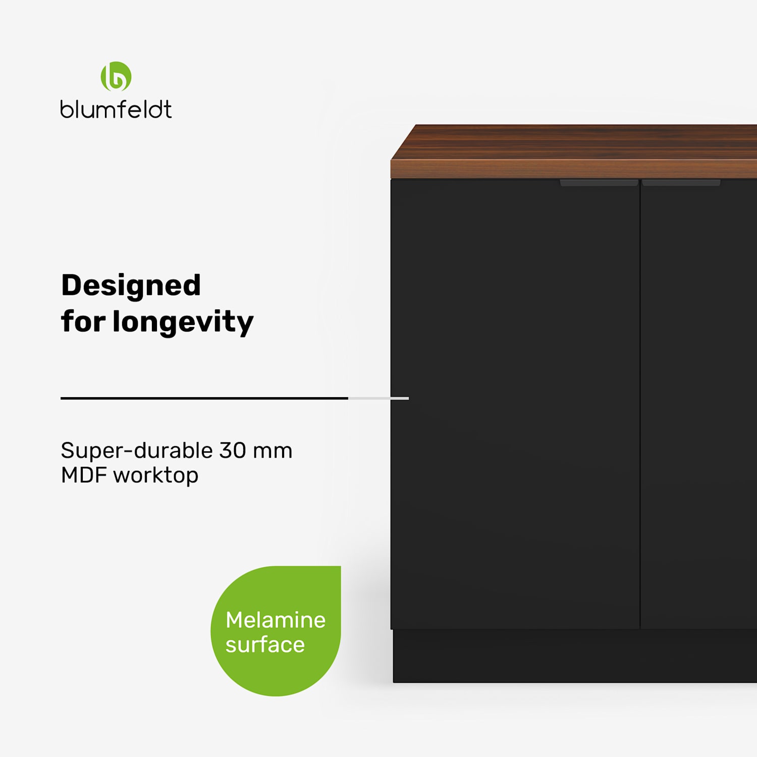 WoodVista gootsteenkast | Robuust | Soft-close scharnieren | Aluminiumgreep Spoelbakonderkast 80 cm | Walnoot / zwart