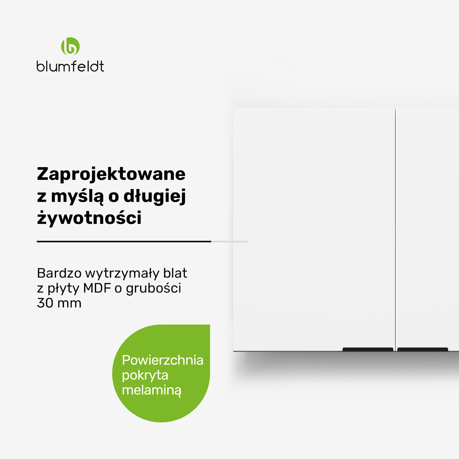 WoodVista szafka wysoka, Soft-Close, uchwyty aluminiowe, zrównoważone materiały Szafka ścienna 80 cm | Biały