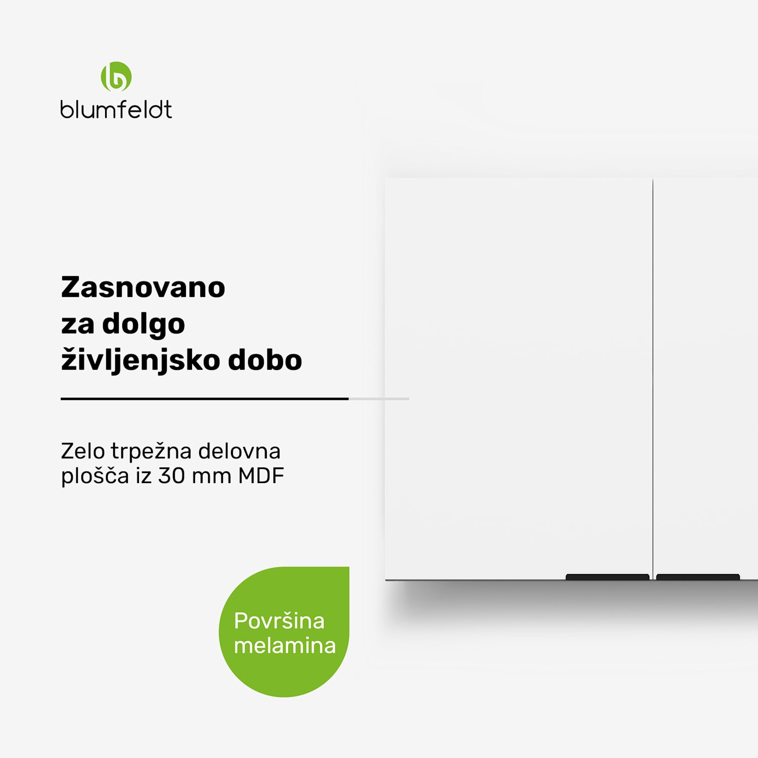 WoodVista visoka omara, Soft-Close, aluminijasti ročaji, trajnostni materiali Stenska omara 80 cm | Bela