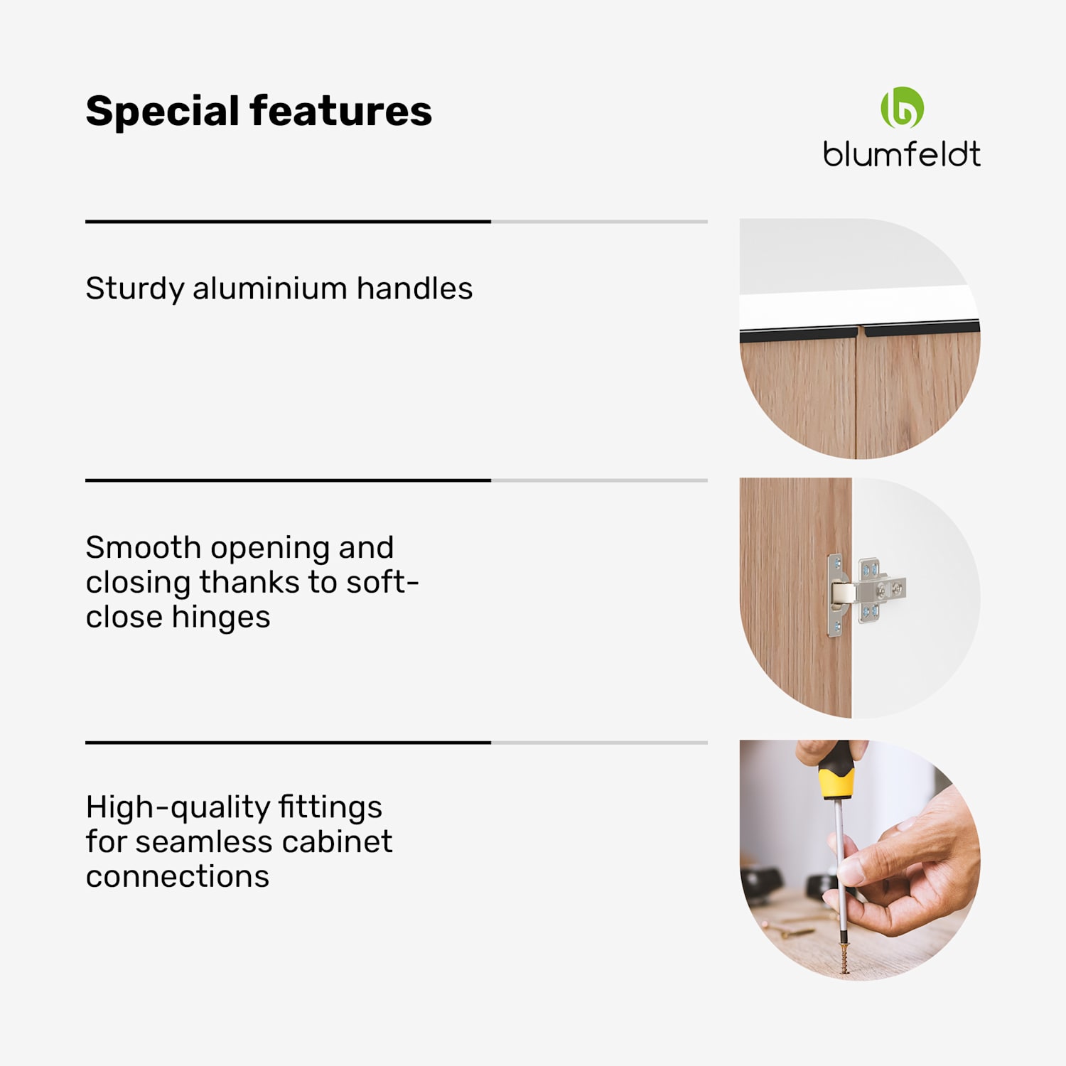WoodVista-kaappi | Soft Close | alumiinikahvat | kestävät materiaalit Seinäkaappi 80 cm | Valkoinen