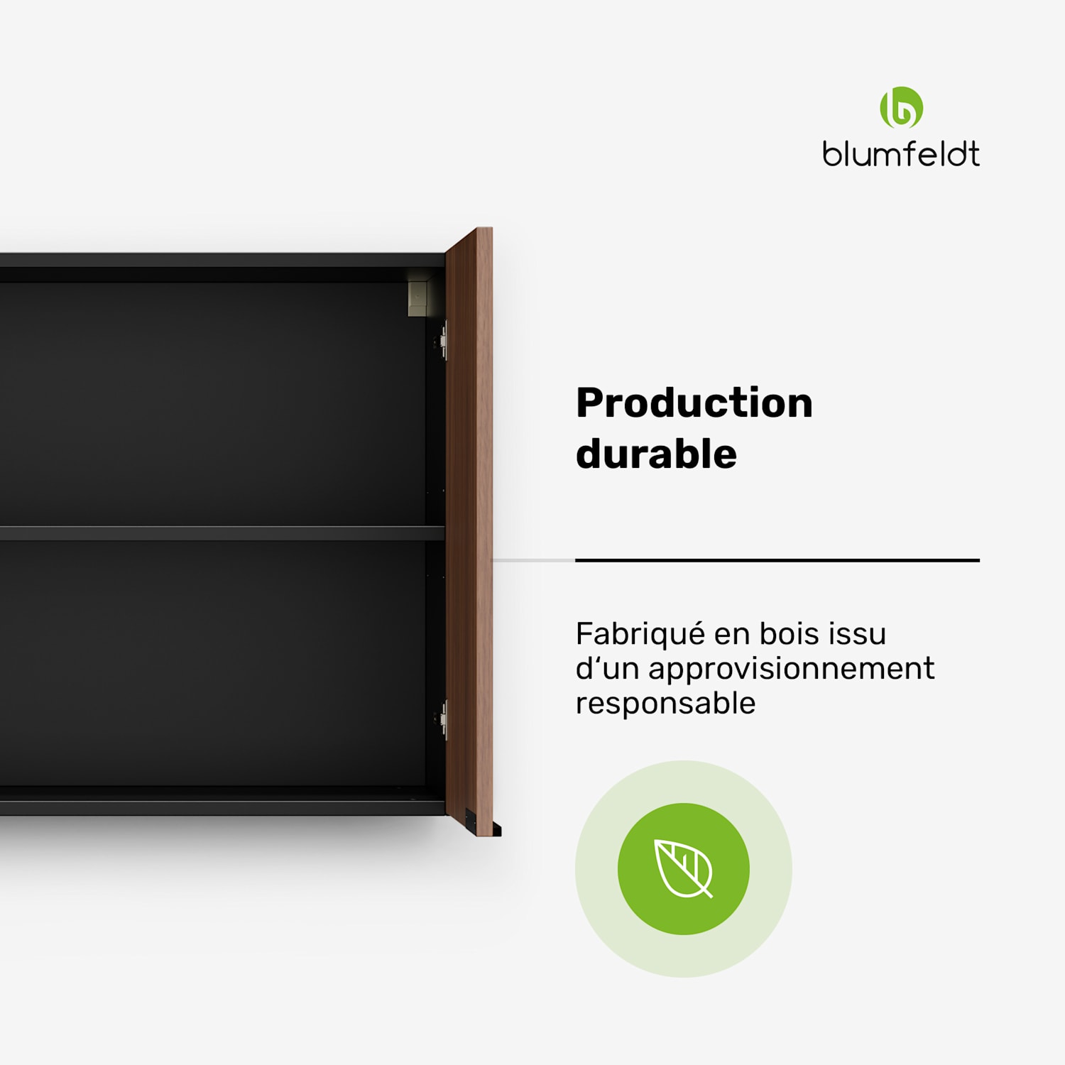 WoodVista hoge kast | Soft-close | Aluminium grepen | Duurzame materialen Wandkast 80 cm | Walnoot / zwart