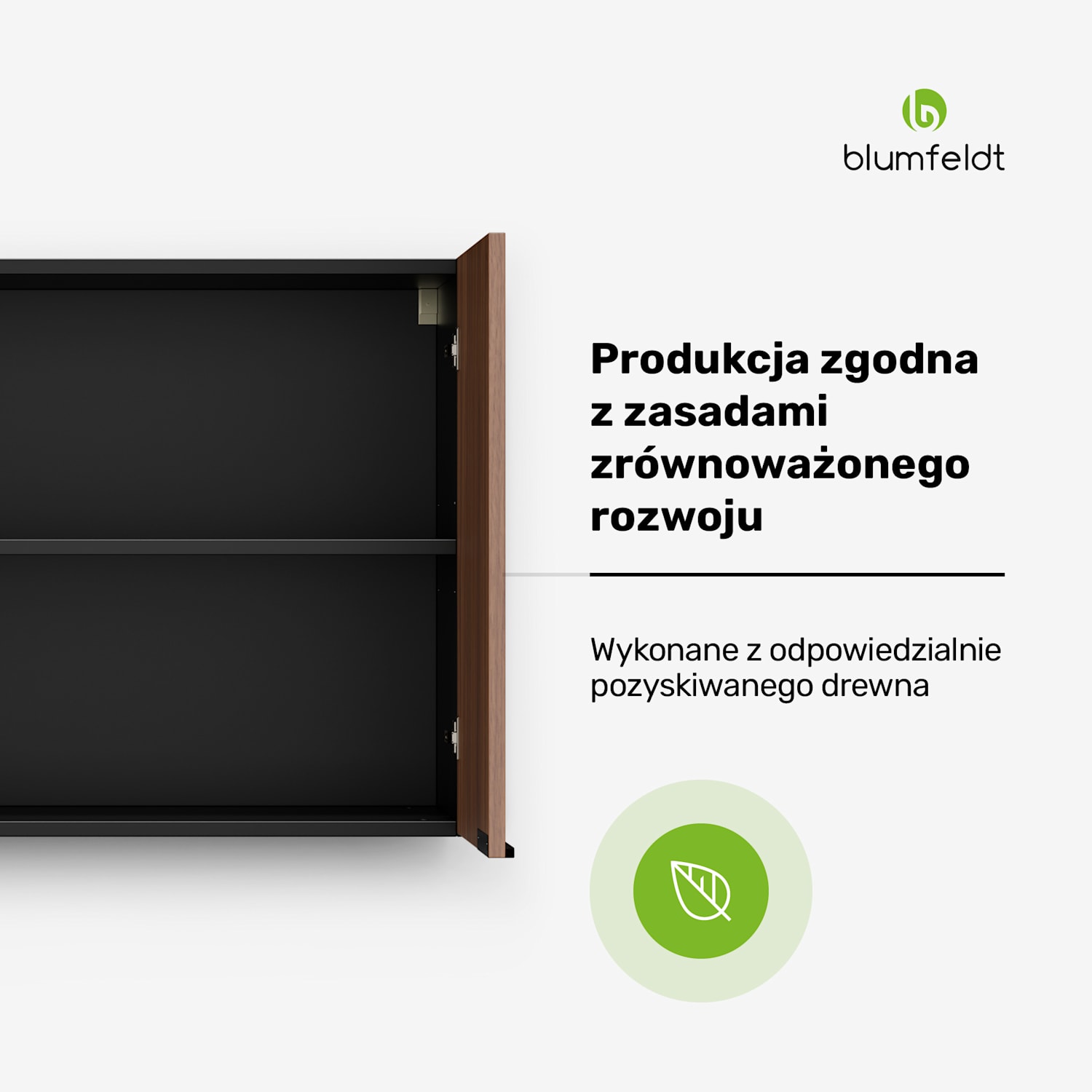 WoodVista szafka wysoka, Soft-Close, uchwyty aluminiowe, zrównoważone materiały Szafka ścienna 80 cm | Orzech / czerń