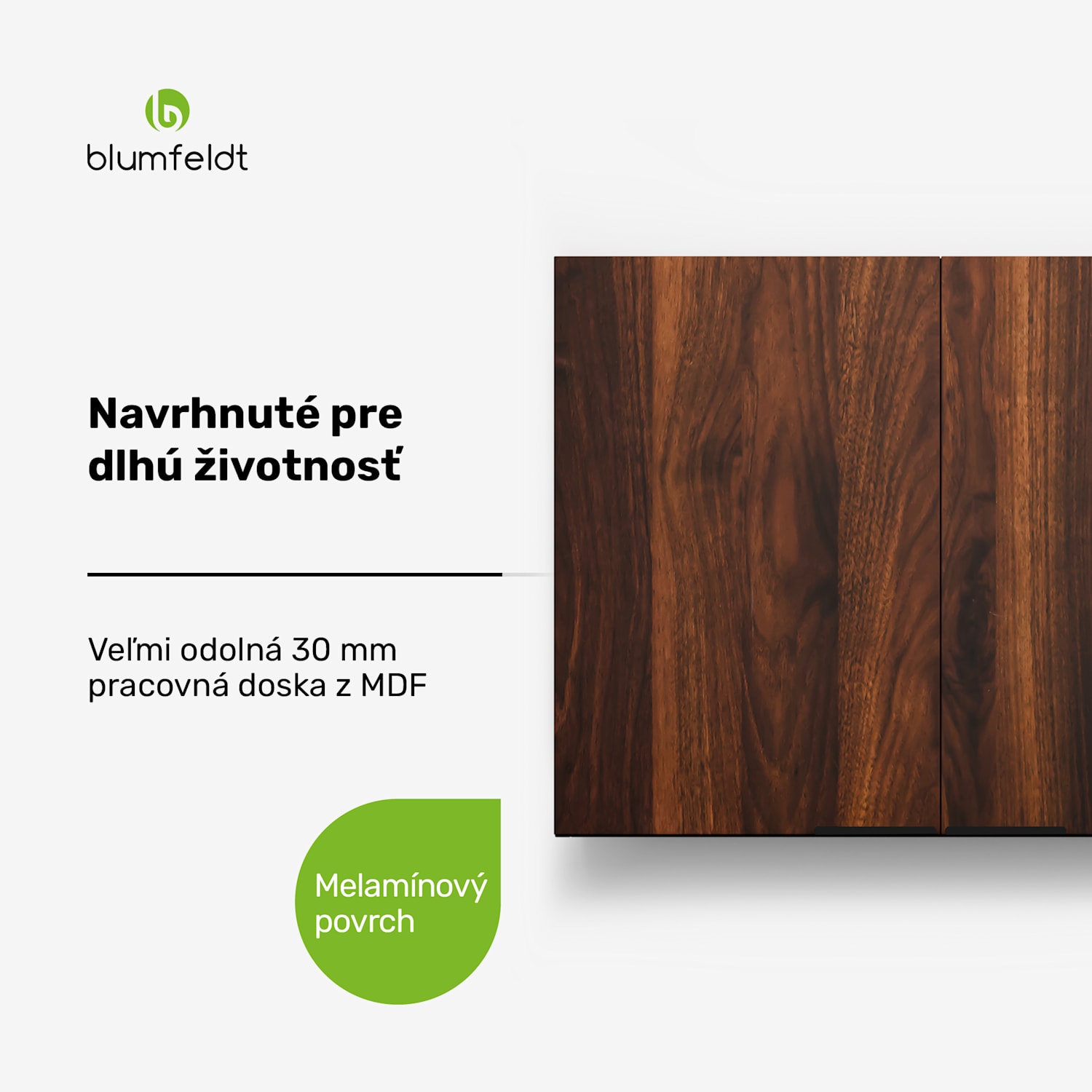 WoodVista vysoká skrinka, Soft-Close, hliníkové rukoväte, udržateľné materiály Nástenná skrinka 80 cm | Orech / čierna