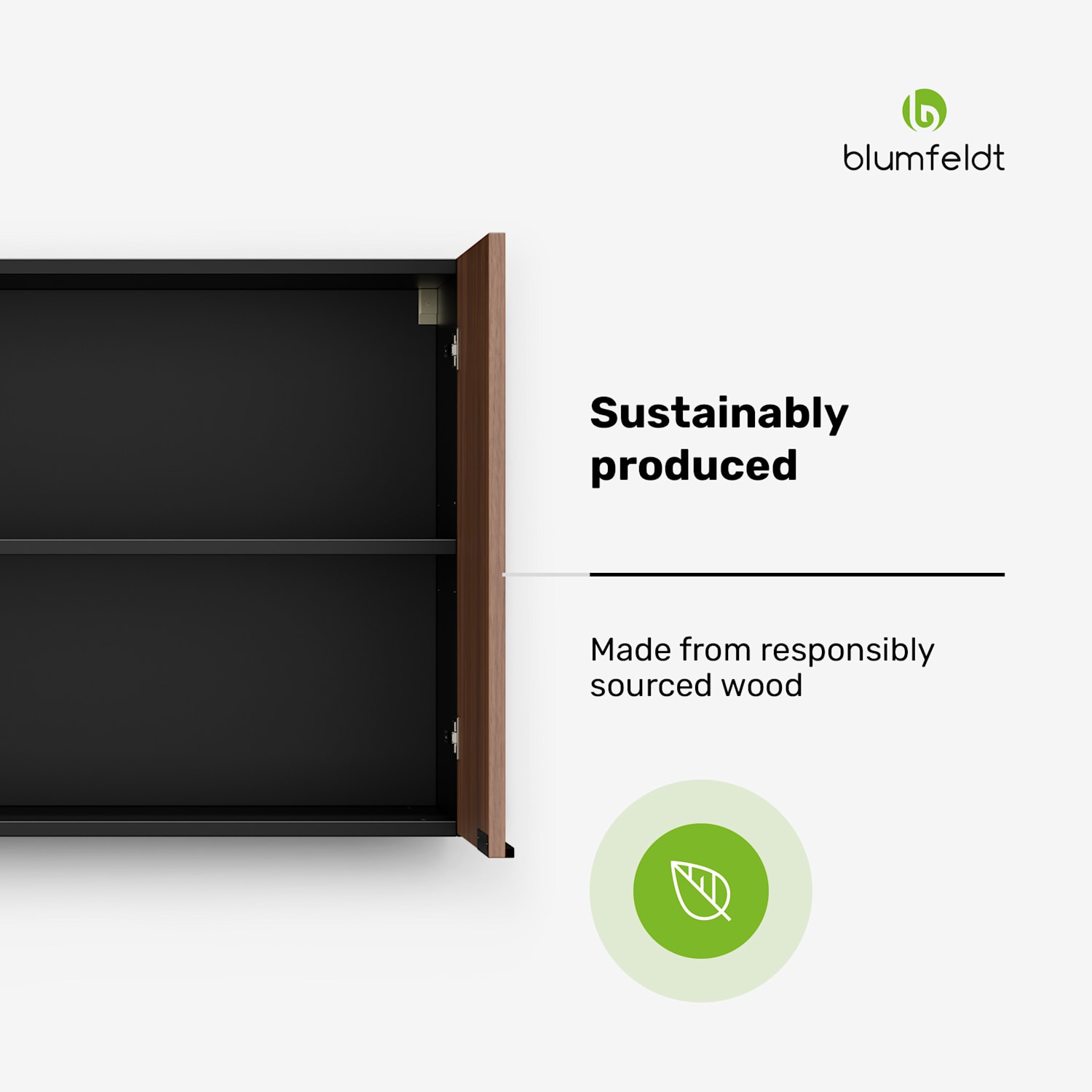 WoodVista-kaappi | Soft Close | alumiinikahvat | kestävät materiaalit Seinäkaappi 80 cm | Pähkinä / Musta