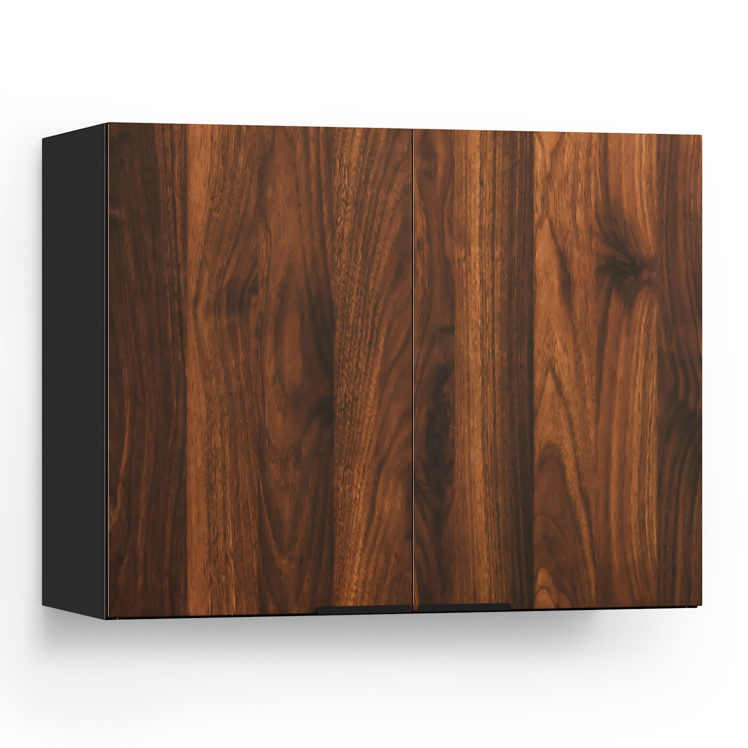 WoodVista high cabinet | soft-close | aluminium handles | sustainable materials Wall cupboard 80 cm | Walnut / black