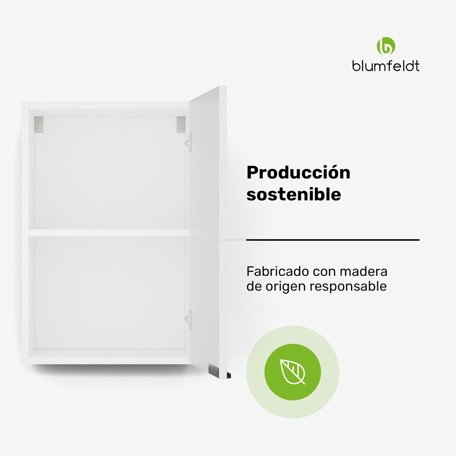 Armario colgante WoodVista | Cierre suave | Tiradores de aluminio | Materiales sostenibles Armario de pared 40 cm. | Blanco