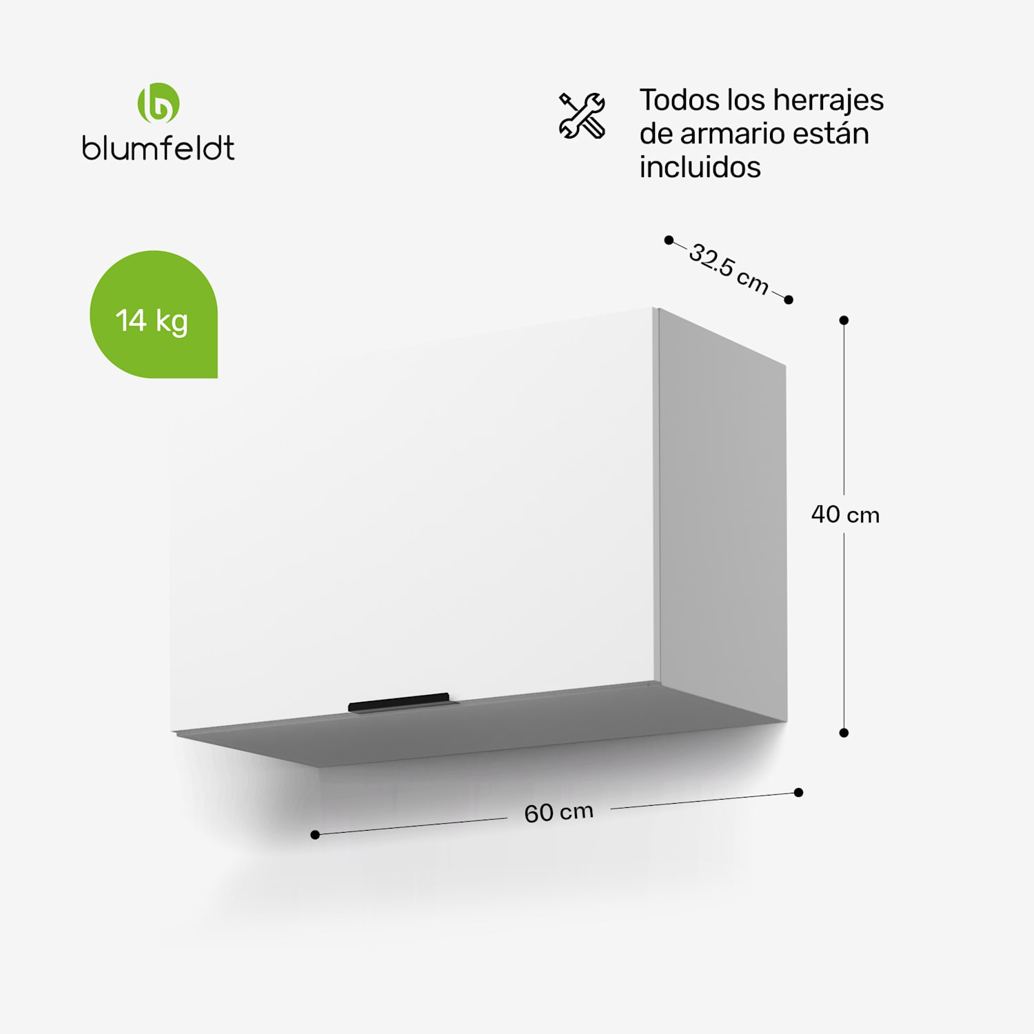 Armario WoodVista para campana extractora | Robusto | Puntales de gas | Fácil de limpiar Armario de pared para campana extractora. | Blanco