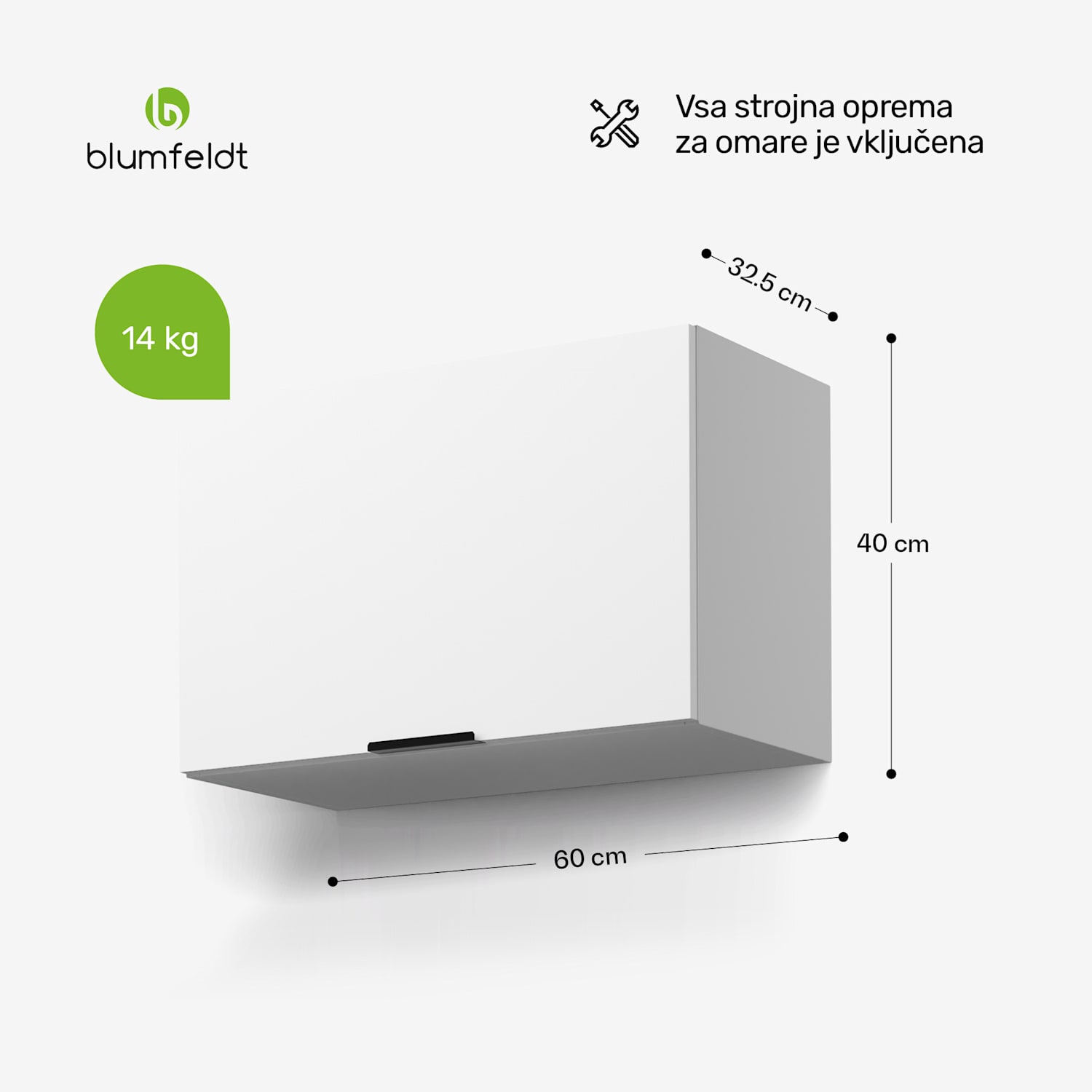 WoodVista omarica za kuhinjsko napo, Robustna, Plinske vzmeti, Enostavna za čiščenje Stenska omara za napo | Bela