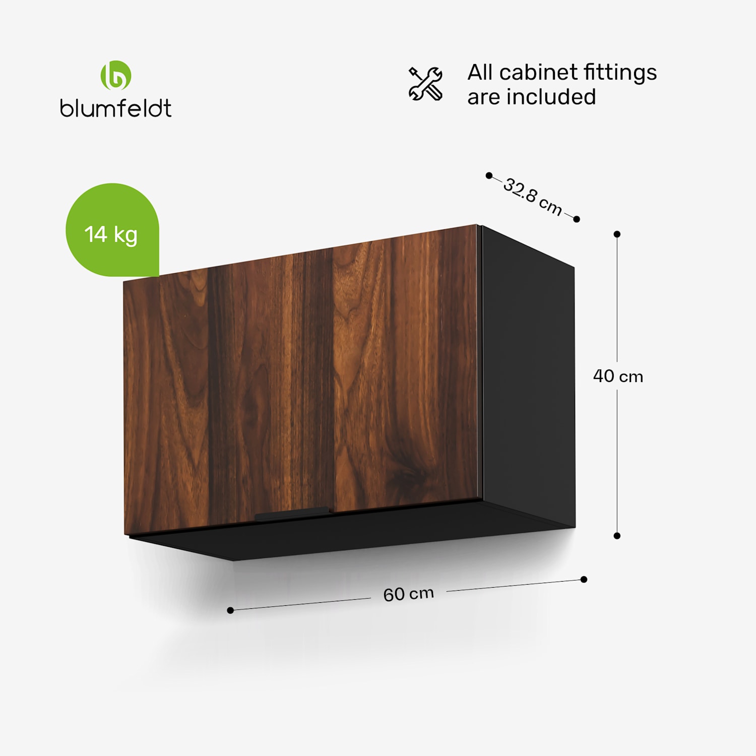 WoodVista-liesituuletinkaappi | tukeva | kaasujouset | helppo puhdistaa Seinäkaappi liesituulettimelle | Pähkinä / Musta