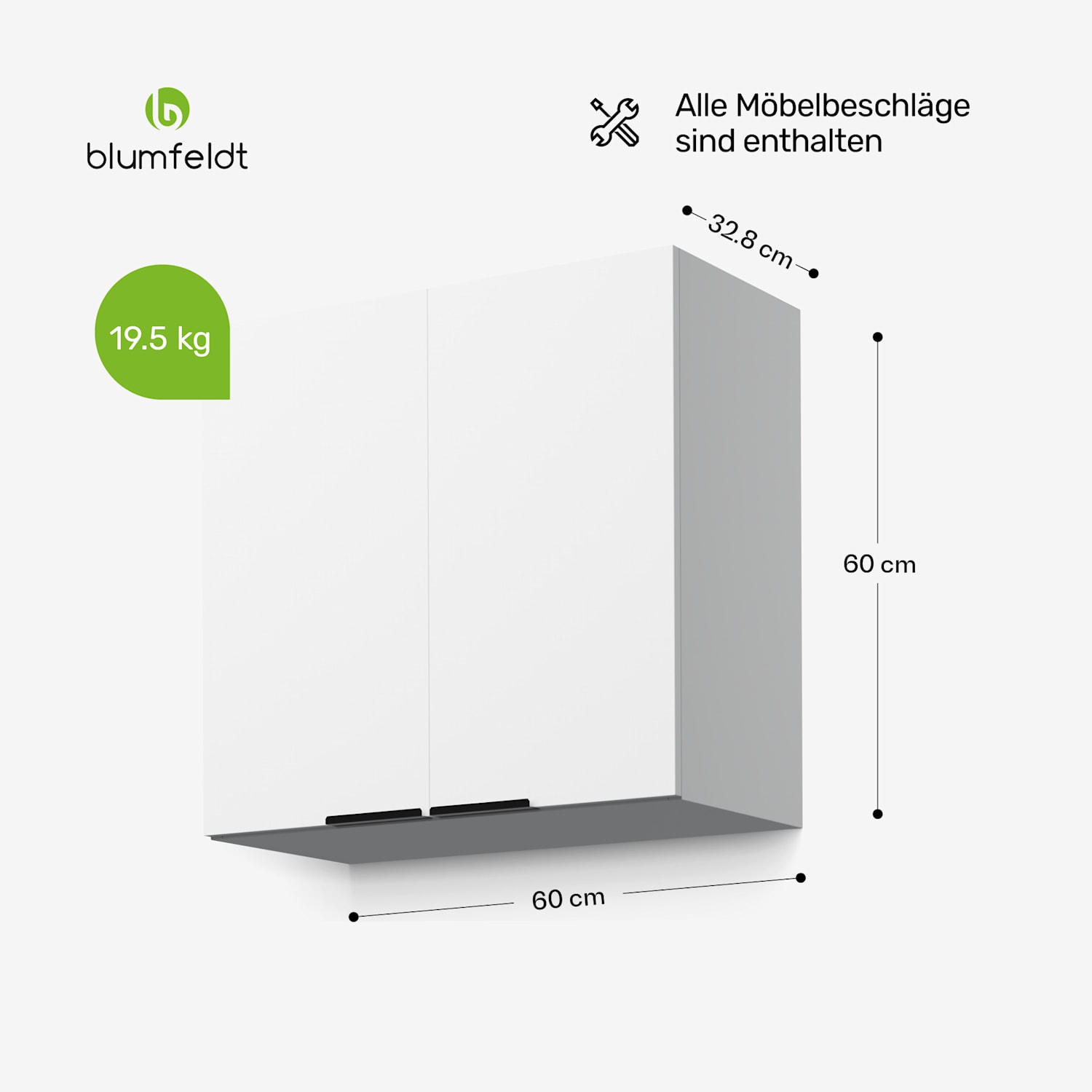 WoodVista - Armadio | Soft-close | Impugnature in alluminio | Materiali sostenibili Pensile 60 cm | Bianco