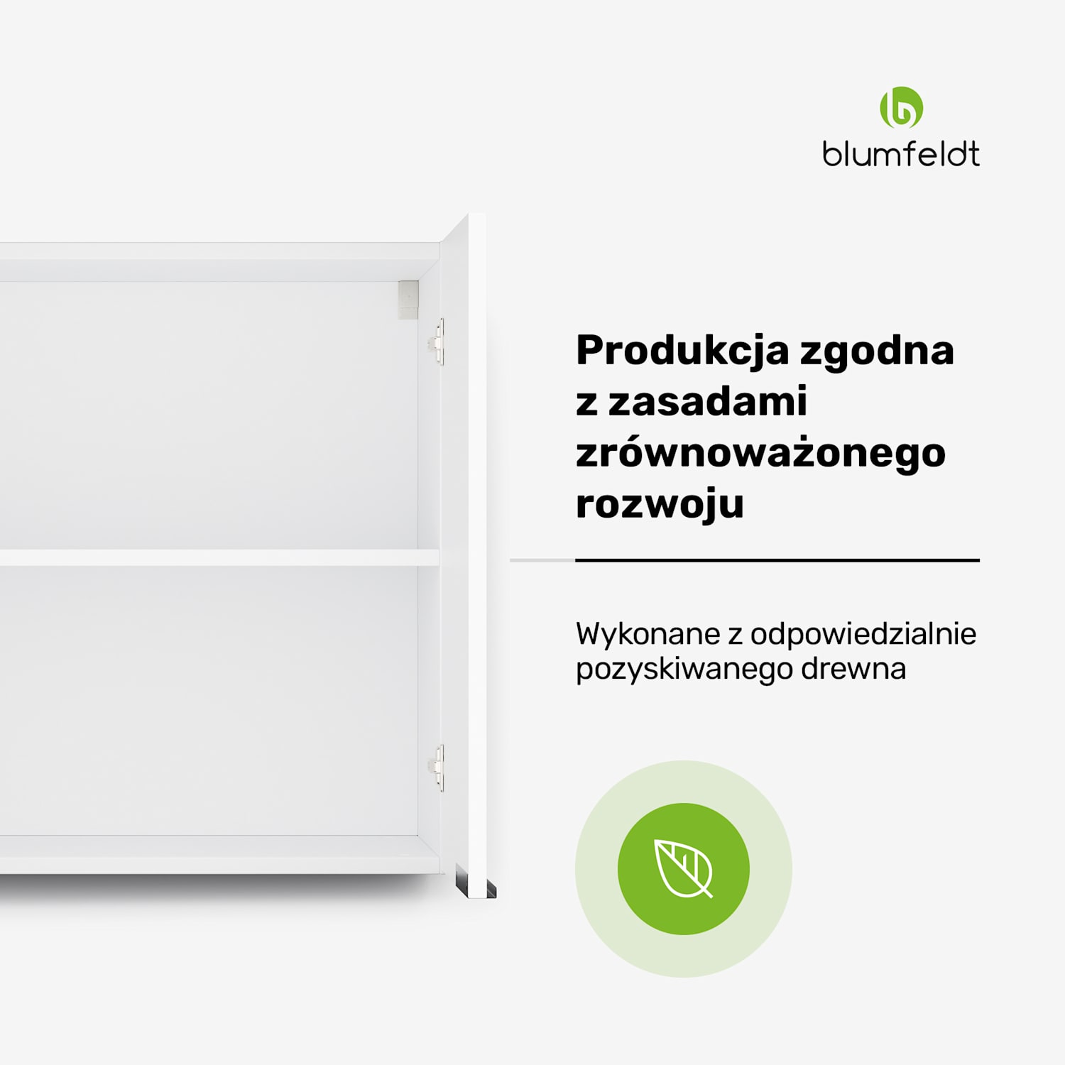 WoodVista szafka wysoka, Soft-Close, uchwyty aluminiowe, zrównoważone materiały Szafka ścienna 60 cm | Biały