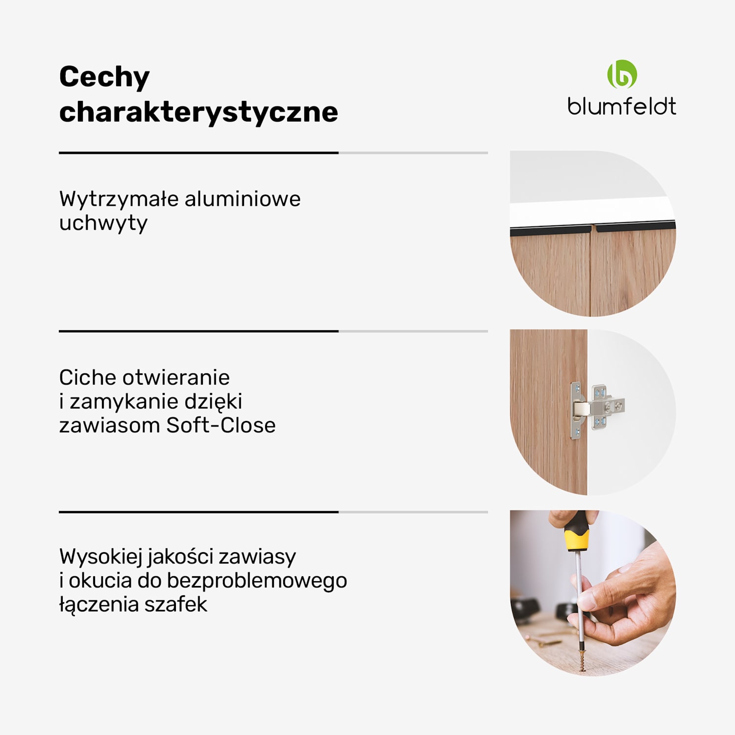 WoodVista szafka wysoka, Soft-Close, uchwyty aluminiowe, zrównoważone materiały Szafka ścienna 60 cm | Biały