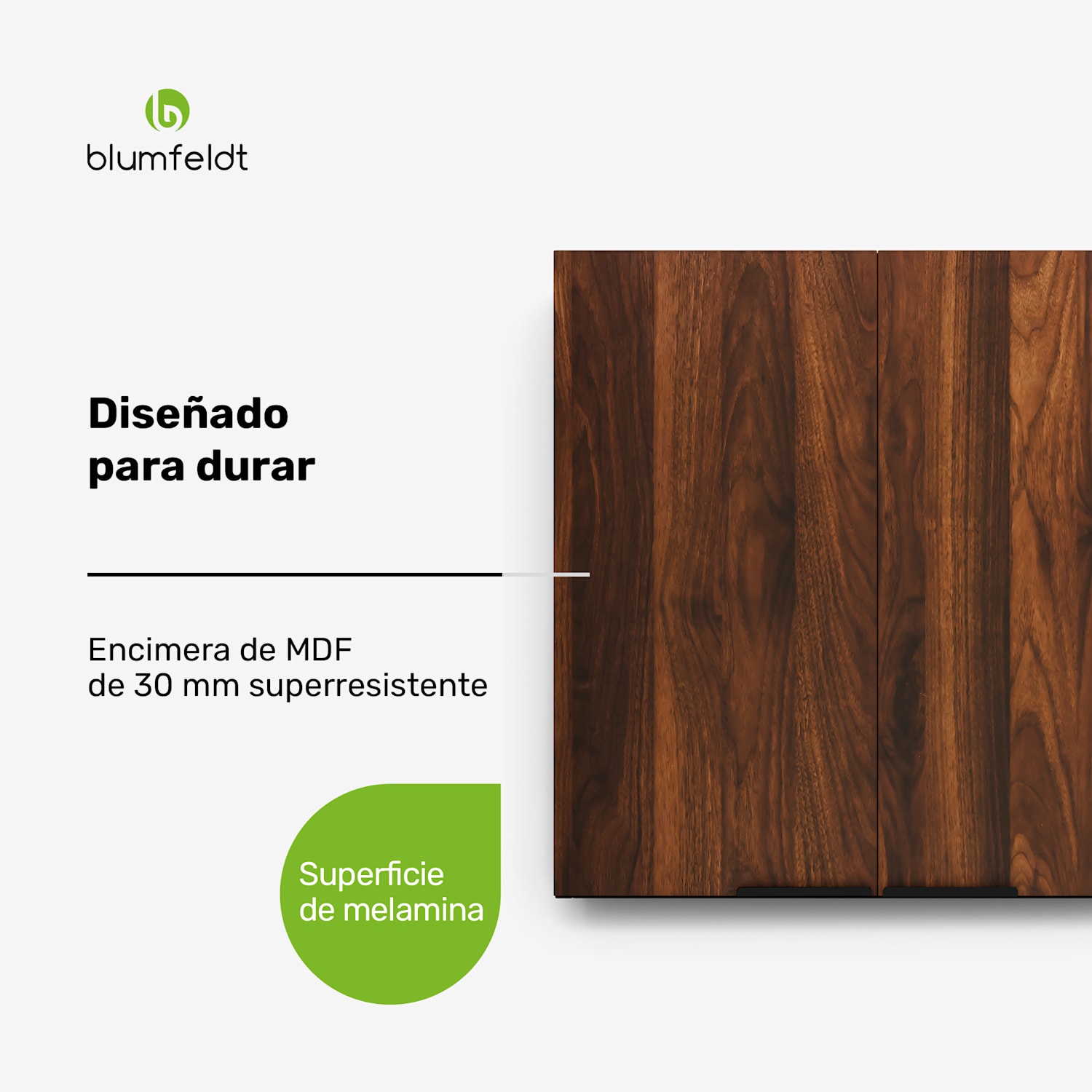Armario colgante WoodVista | Cierre suave | Tiradores de aluminio | Materiales sostenibles Armario de pared 60 cm. | Nogal / negro