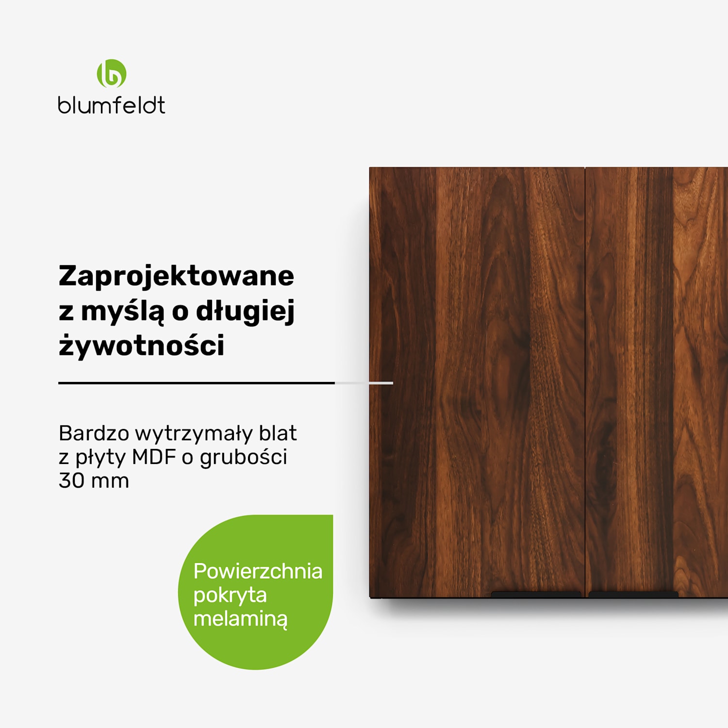 WoodVista szafka wysoka, Soft-Close, uchwyty aluminiowe, zrównoważone materiały Szafka ścienna 60 cm | Orzech / czerń