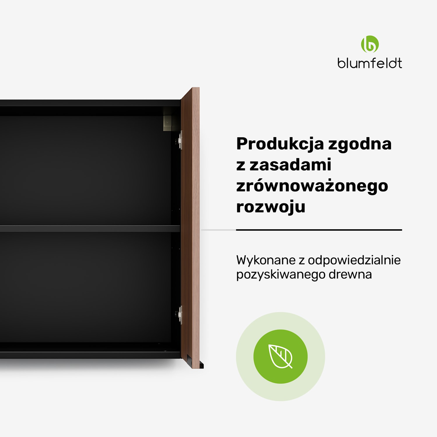 WoodVista szafka wysoka, Soft-Close, uchwyty aluminiowe, zrównoważone materiały Szafka ścienna 60 cm | Orzech / czerń