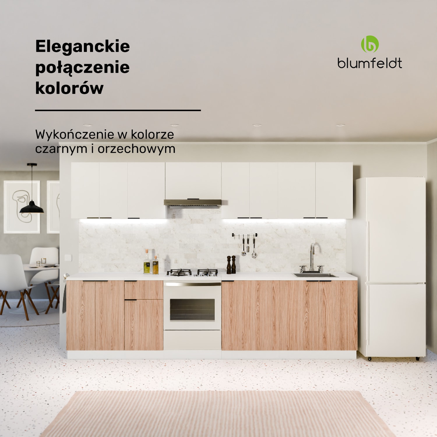 WoodVista szafka wysoka, Soft-Close, uchwyty aluminiowe, zrównoważone materiały Szafka ścienna 60 cm | Orzech / czerń