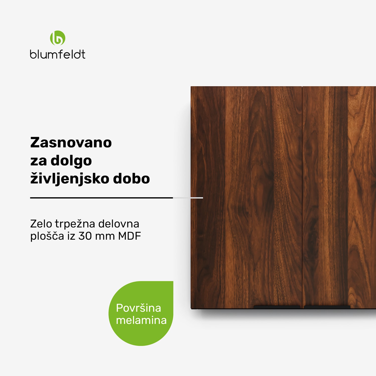 WoodVista visoka omara, Soft-Close, aluminijasti ročaji, trajnostni materiali Stenska omara 60 cm | Oreh / črna