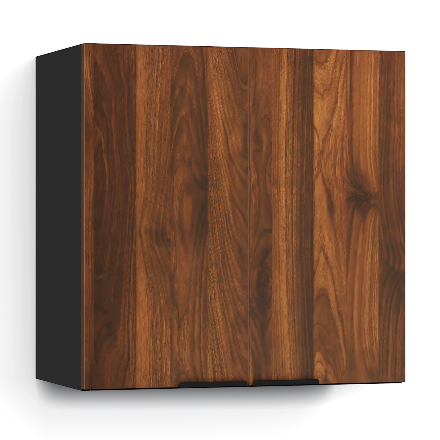 WoodVista magas szekrény, Soft-Close, alumínium fogantyúk, fenntartható anyagok Fali szekrény 60 cm | Diófa / fekete