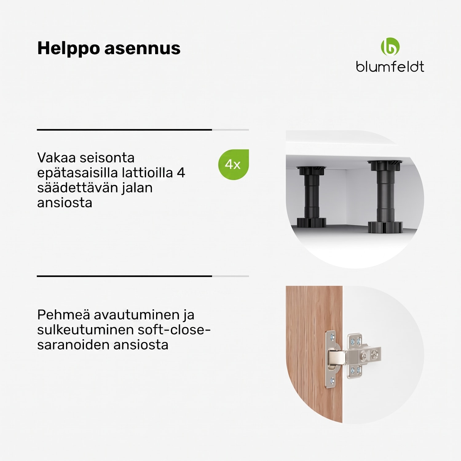 WoodVista allaskaappi | kestävä | pehmeästi sulkeutuvat saranat | alumiinikahva Altaan pohjaosa 60 cm | Valkoinen / Tammi