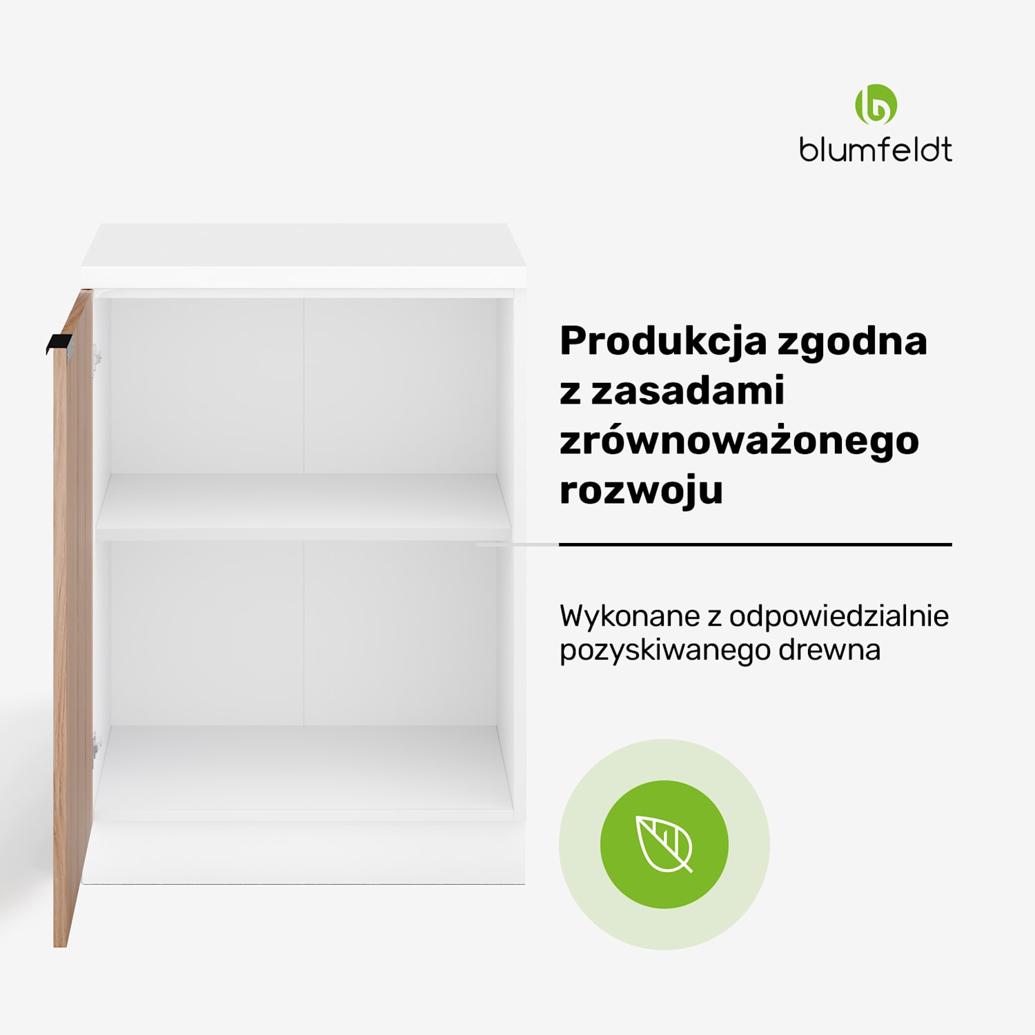 WoodVista szafka pod zlewozmywak, solidna, zawiasy Soft-Close, aluminiowe uchwyty Szafka pod zlewozmywak 60 cm | Biały / Dąb
