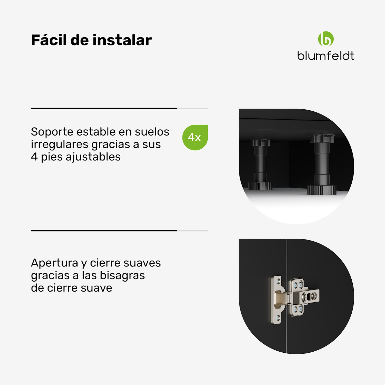 Armario bajo fregadero WoodVista | Robusto | Bisagras de cierre suave I Mangos de aluminio Mueble bajo fregadero 60 cm | Nogal / negro