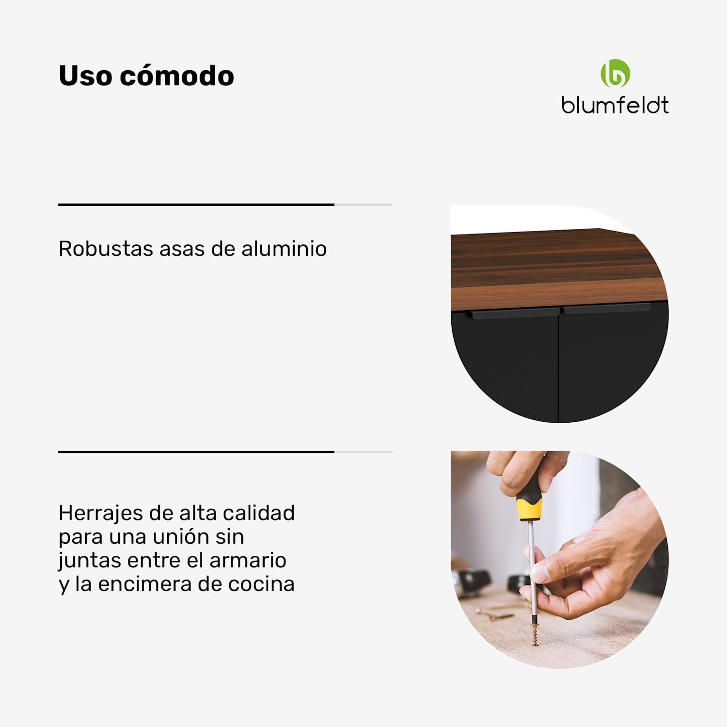 Armario bajo fregadero WoodVista | Robusto | Bisagras de cierre suave I Mangos de aluminio Mueble bajo fregadero 60 cm | Nogal / negro