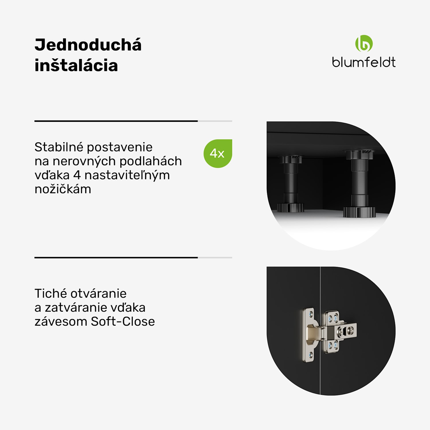 WoodVista spodná skrinka drezu, Robustná, Soft-Close závesy, Hliníkové rukoväte Základňa drezu 60 cm | Orech / čierna