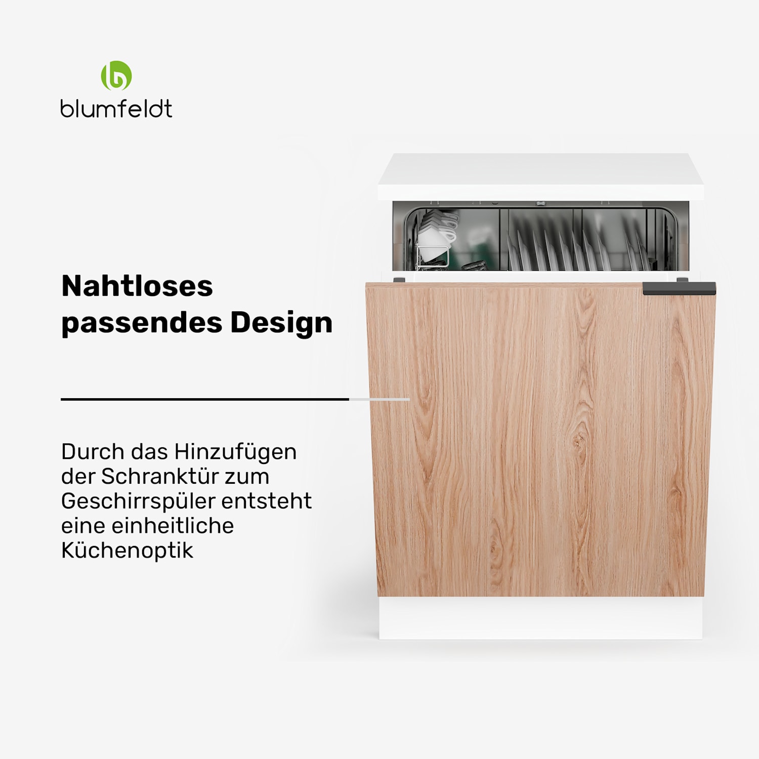 WoodVista - Mobile per lavastoviglie | Robusto piano di lavoro | Integrazione perfetta Mobile per lavastoviglie | Bianco / Rovere