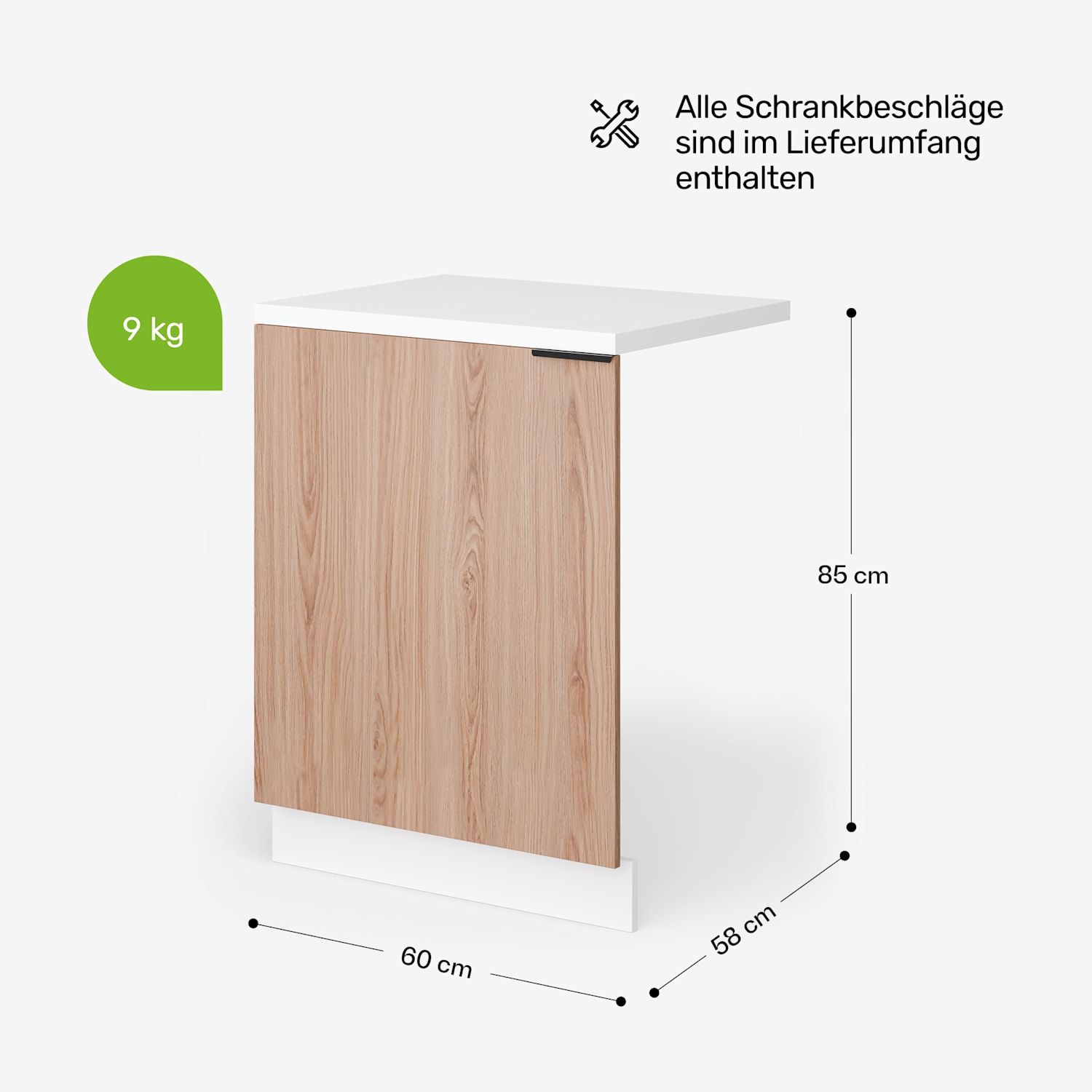 WoodVista - Mobile per lavastoviglie | Robusto piano di lavoro | Integrazione perfetta Mobile per lavastoviglie | Bianco / Rovere