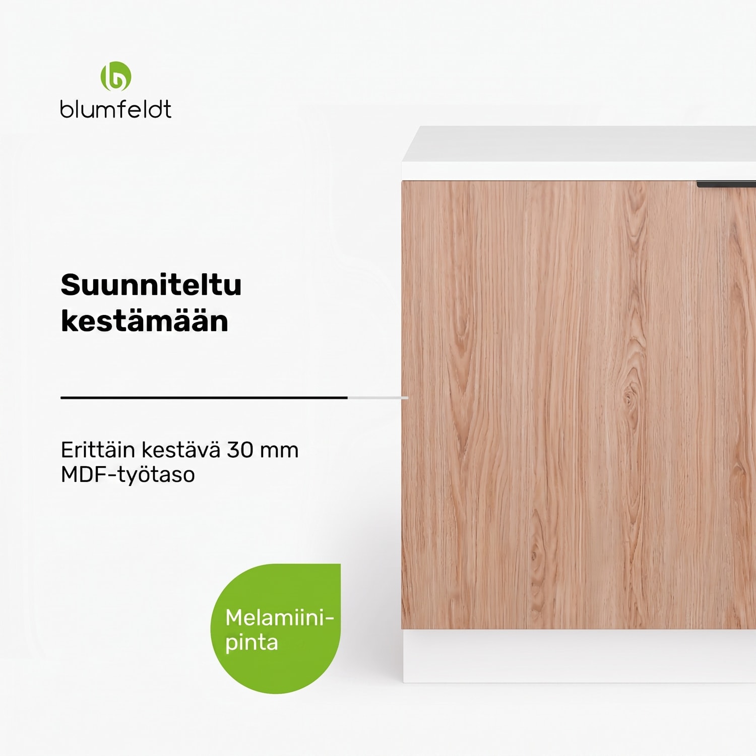 WoodVista-astianpesukonekaappi | tukeva työtaso | saumaton integrointi Astianpesukoneen kaappi | Valkoinen / Tammi