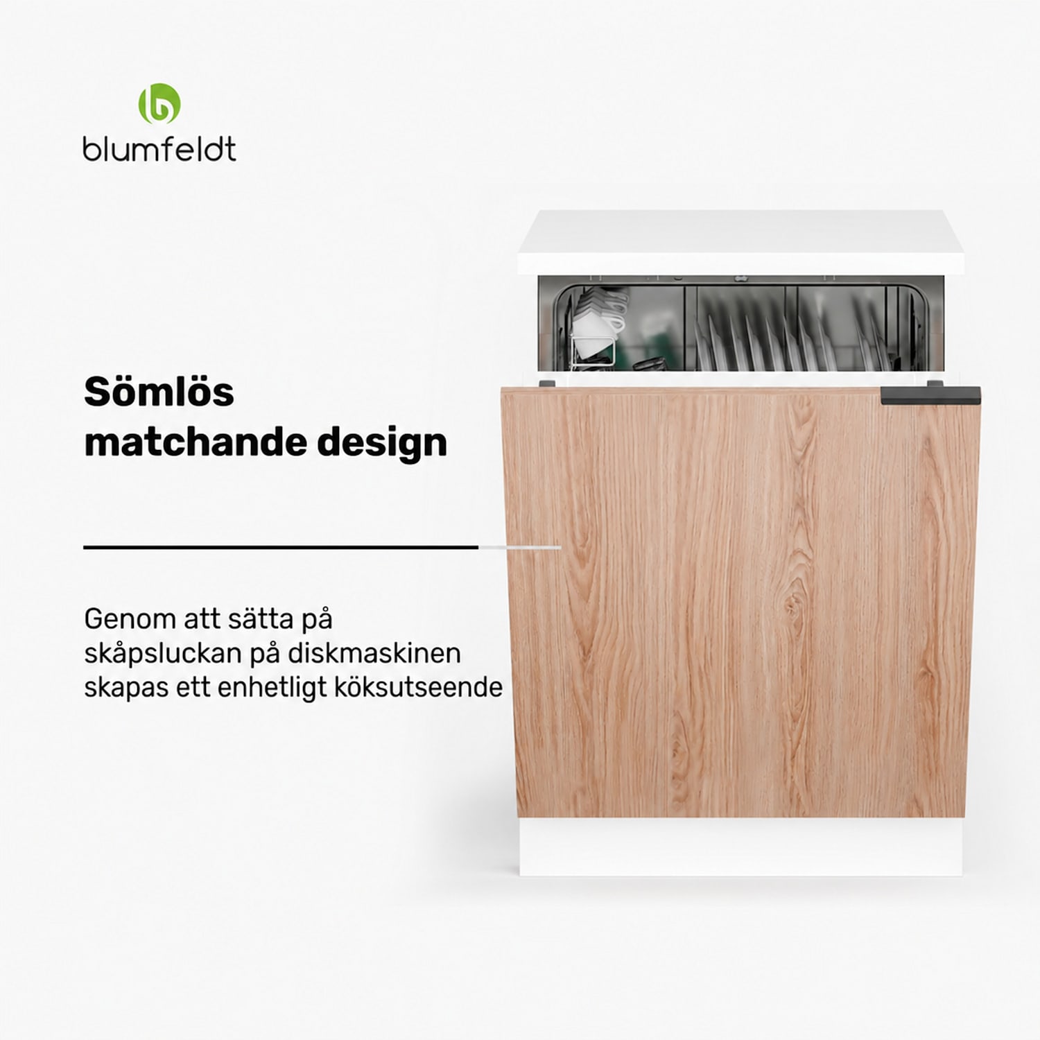 WoodVista diskmaskinsskåp | Robust bänkskiva | Sömlös integration Diskmaskinsskåp | Vit / Ek