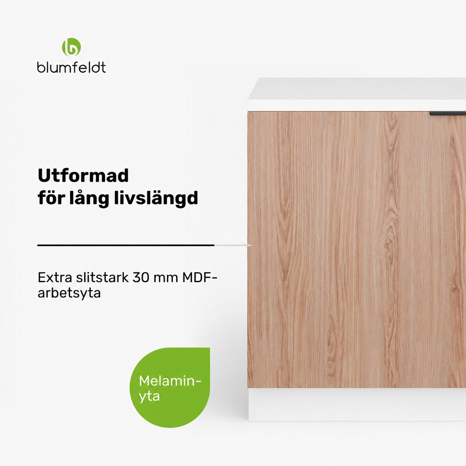 WoodVista diskmaskinsskåp | Robust bänkskiva | Sömlös integration Diskmaskinsskåp | Vit / Ek