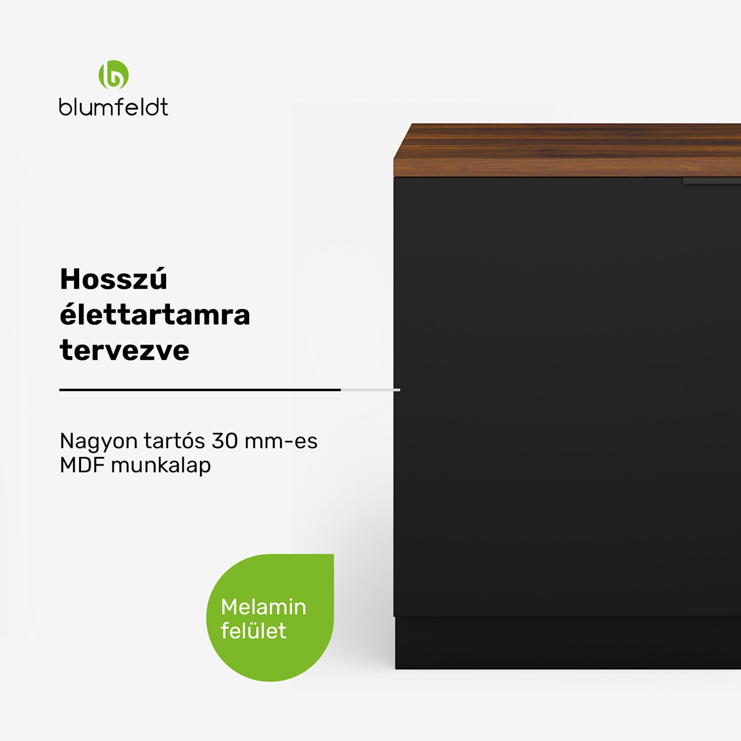 WoodVista mosogatógép szekrény, Robusztus munkalap, Zökkenőmentes integráció Mosogatógép szekrény | Diófa / fekete