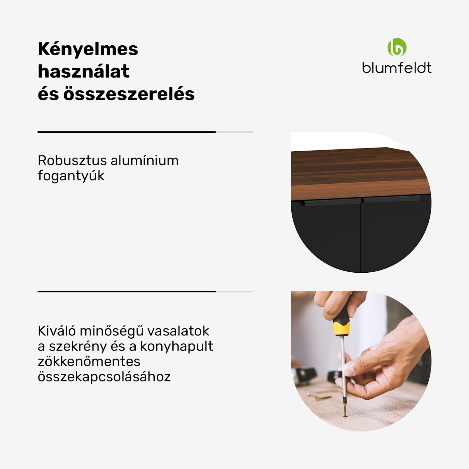 WoodVista mosogatógép szekrény, Robusztus munkalap, Zökkenőmentes integráció Mosogatógép szekrény | Diófa / fekete