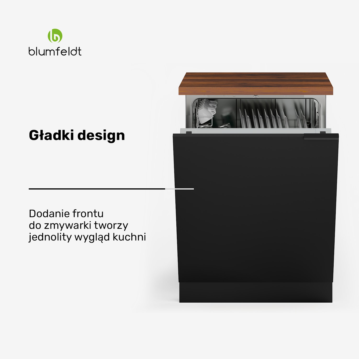 WoodVista szafka pod zmywarkę, solidny blat kuchenny, bezproblemowa integracja Szafka na zmywarkę | Orzech / czerń