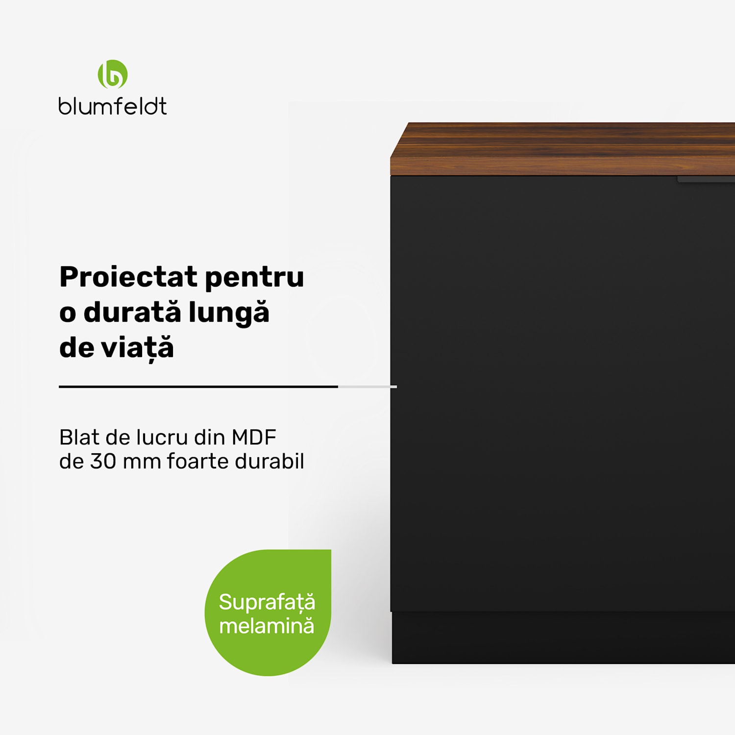 Dulap pentru mașină de spălat vase WoodVista, Blat de lucru robust, Integrare perfectă Dulap mașină de spălat vase | Nuc / negru
