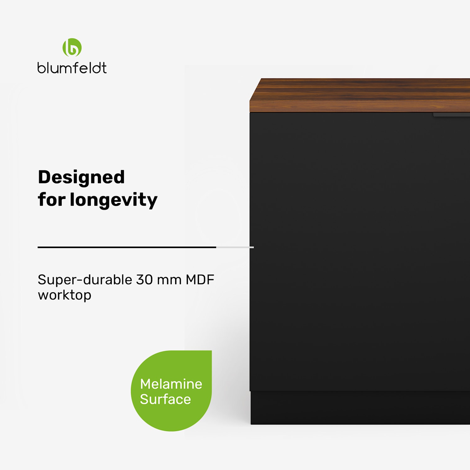 WoodVista dishwasher cabinet | robust worktop | seamless integration Dishwasher cabinet | Walnut / black