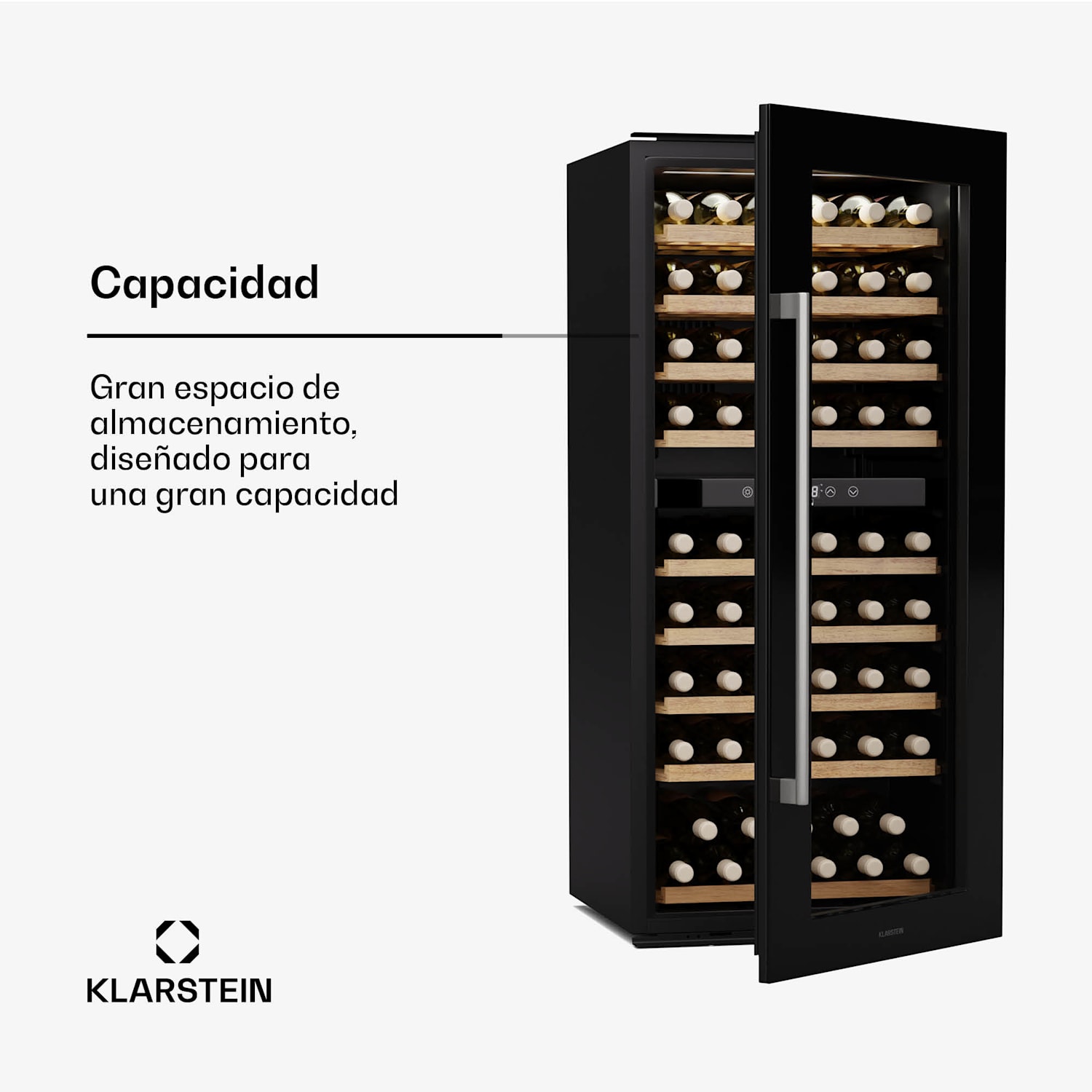 Refrigerador de vino Vinsider Duo | 79 botellas | 2 zonas de enfriamiento | Protección UV | 9 estantes | Táctil 