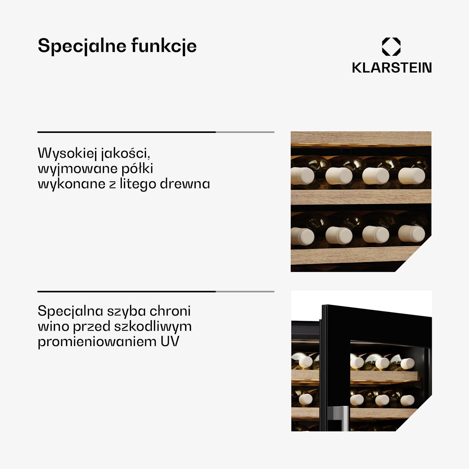 Chłodziarka do wina Vinsider Duo, 79 butelek, 2 strefy chłodzenia, Ochrona UV, 9 półek, Sterowanie dotykowe 79 butelek | 2 strefy chłodzenia | Czarny