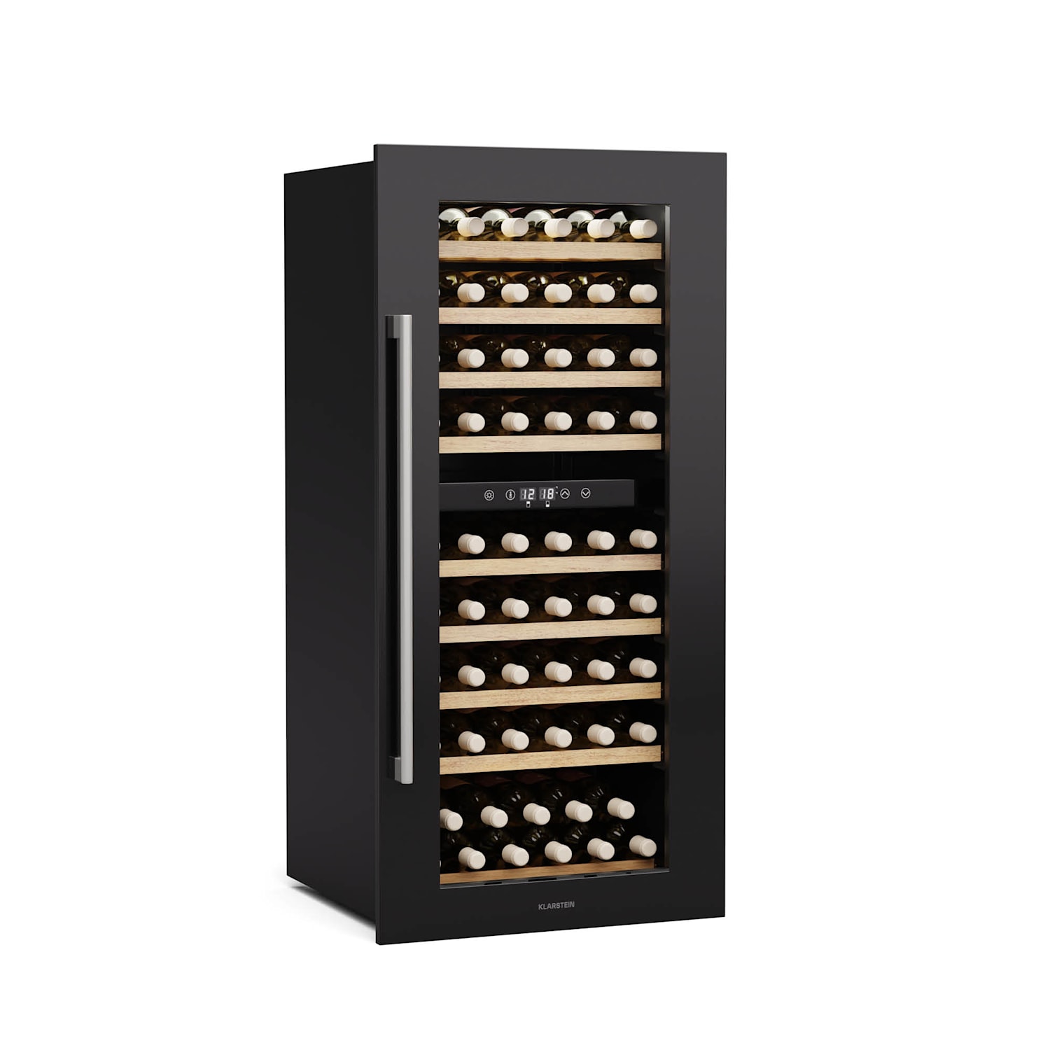 Refrigerador de vino Vinsider Duo | 79 botellas | 2 zonas de enfriamiento | Protección UV | 9 estantes | Táctil 60 cm | 79 botellas | Negro